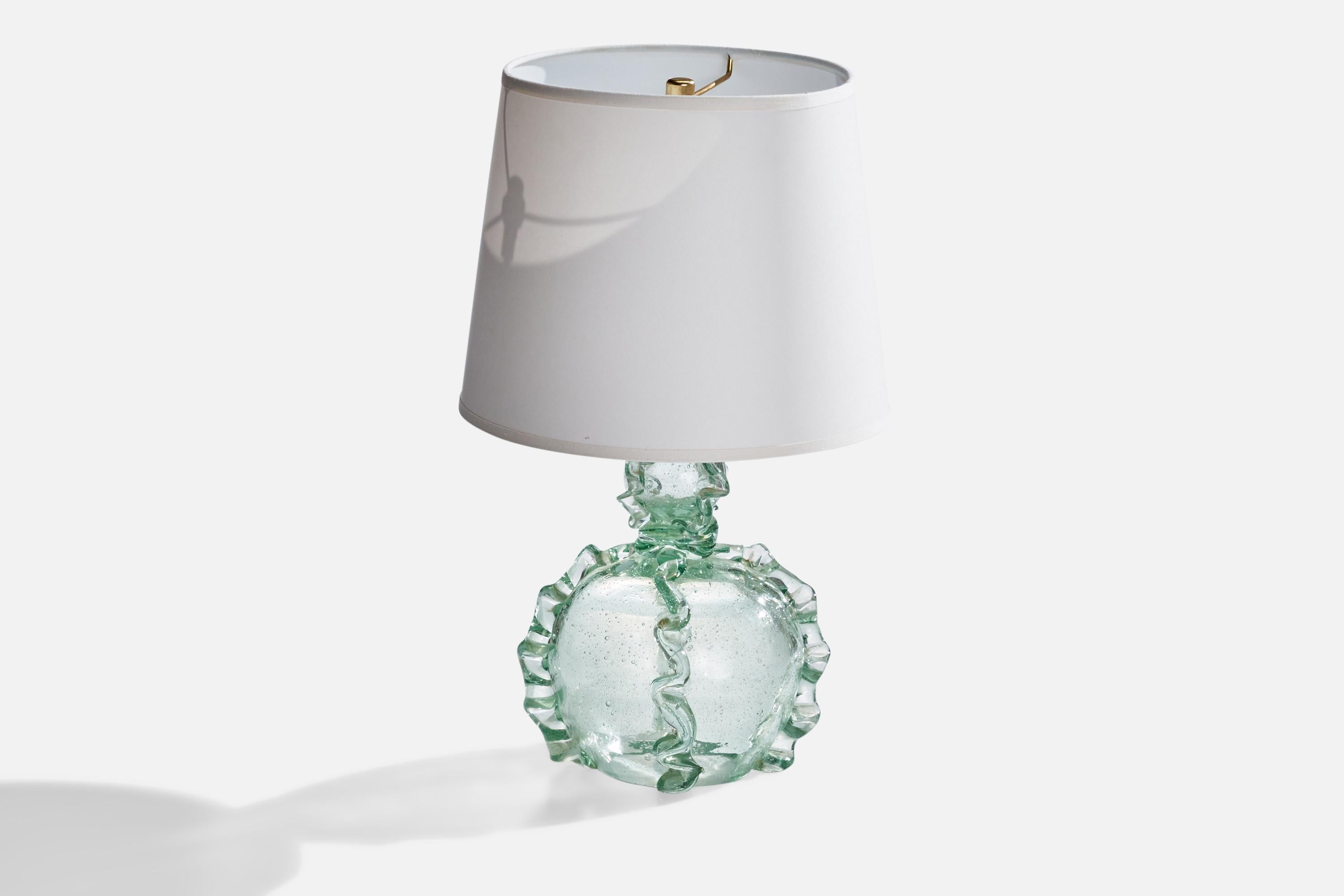 Scandinavian Modern Ture Berglund, Table Lamp, Glass, Brass, Sweden, 1940s For Sale