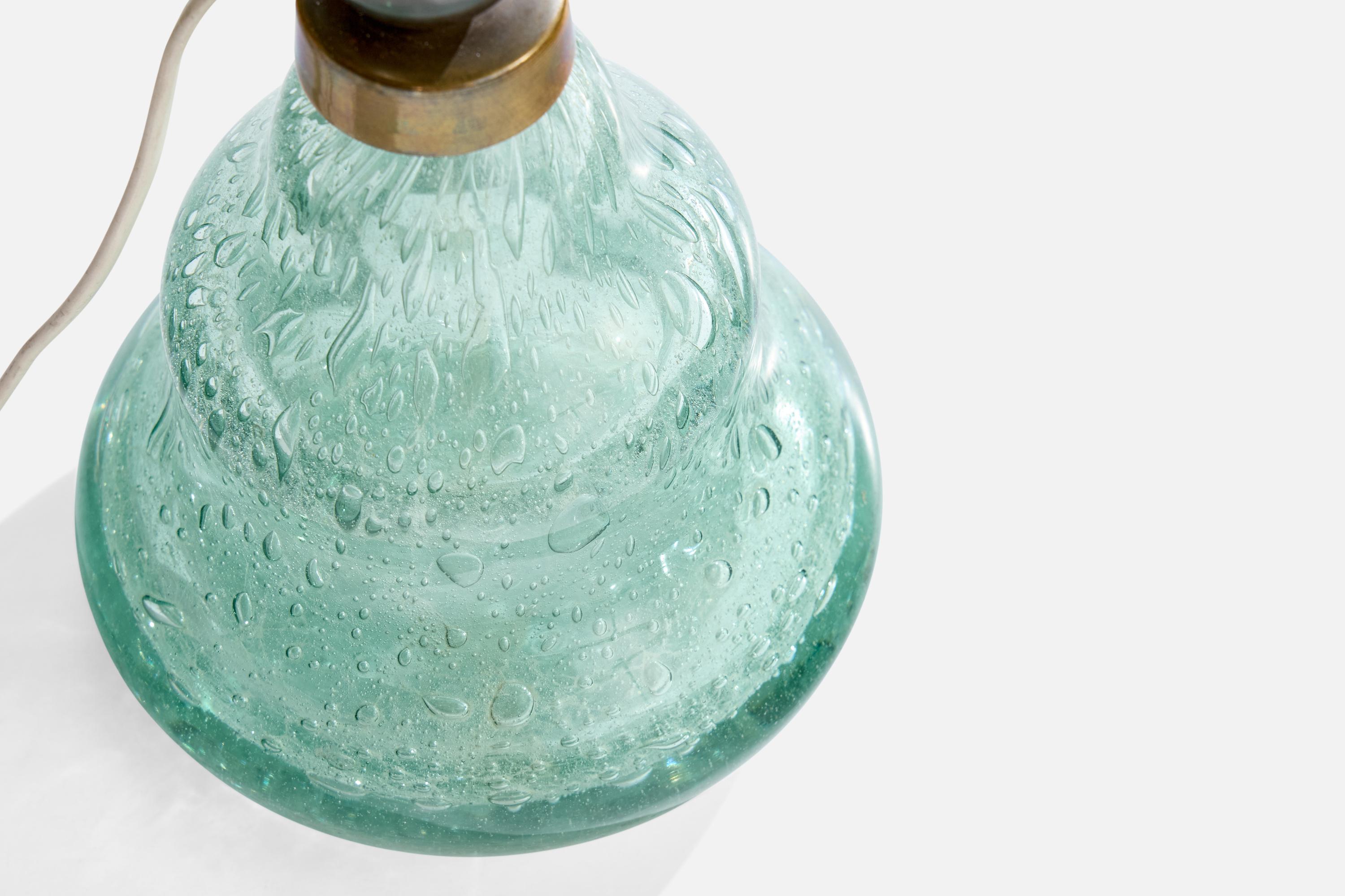 Suédois Ture Berglund, lampe de bureau, verre, laiton, Suède, années 1940 en vente