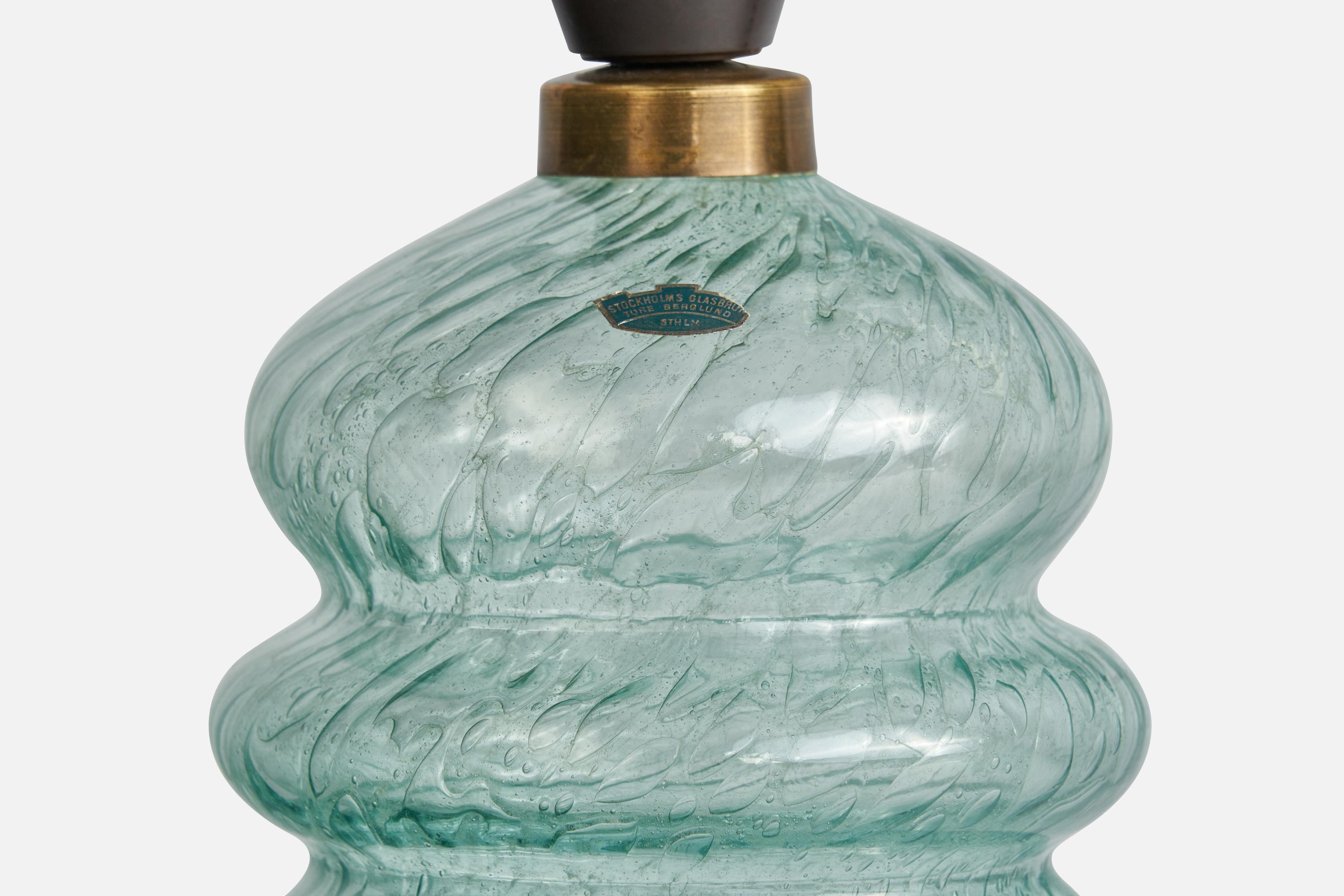 Milieu du XXe siècle Ture Berglund, lampe de bureau, verre, laiton, Suède, années 1940 en vente