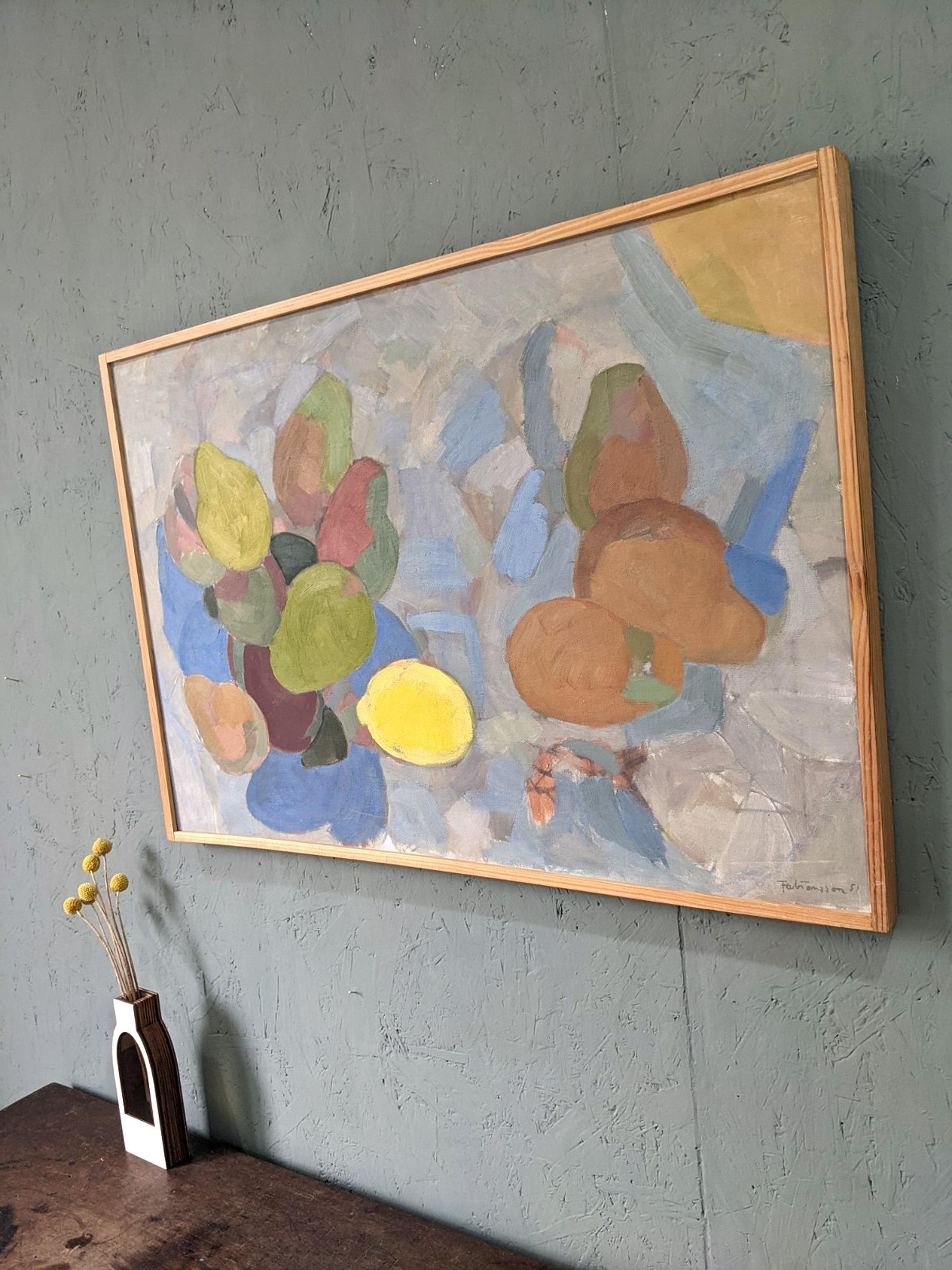1951 Pittura ad olio astratta modernista con cornice - Pere e limoni 1