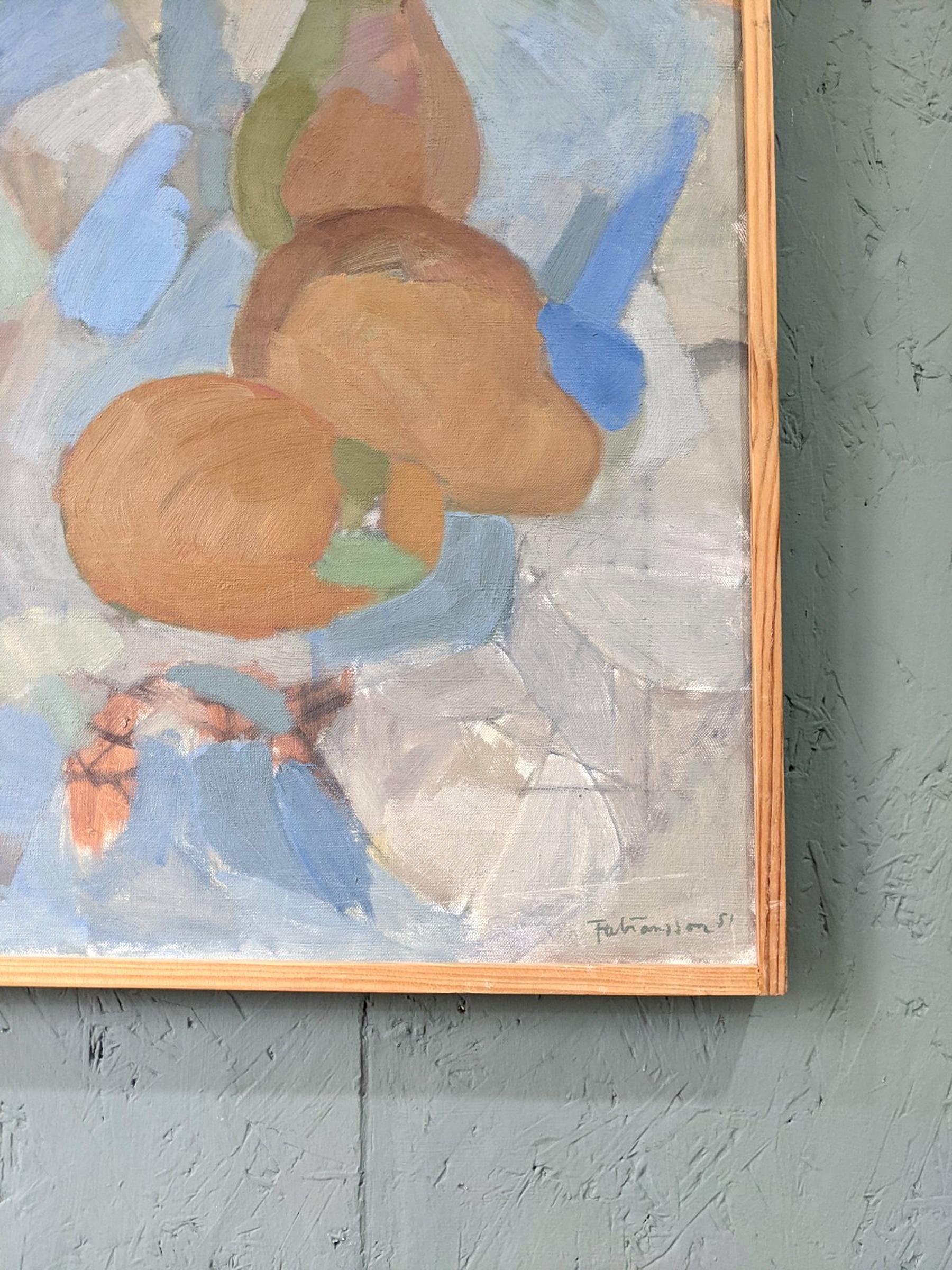 1951 Pittura ad olio astratta modernista con cornice - Pere e limoni 3