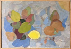 1951 Vintage Modernist Abstract Still Life Framed Oil Painting - Pears & Lemons