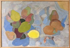 1951 Vintage Modernist Abstraktes Stillleben Gerahmtes Ölgemälde - Birnen & Zitronen