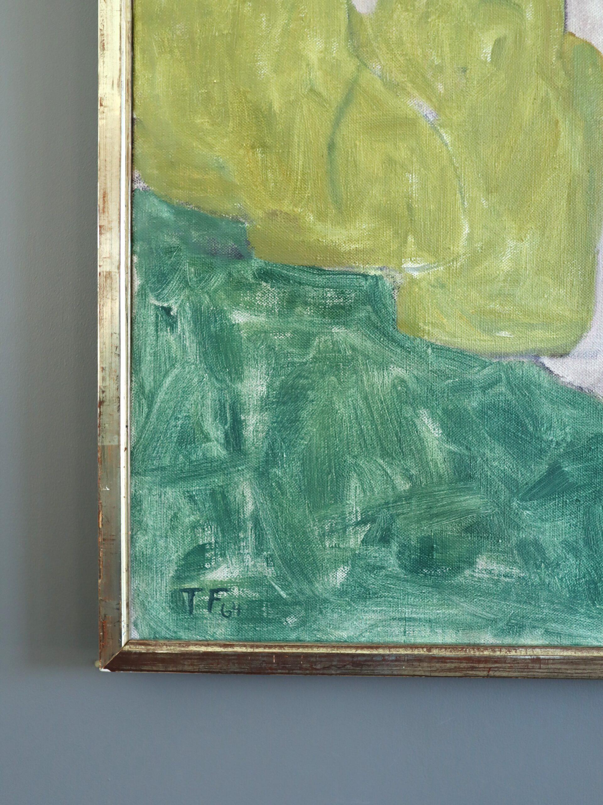 1964 Vintage Modernist Abstrakte Landschaft Ölgemälde - Whispers of Blue im Angebot 2