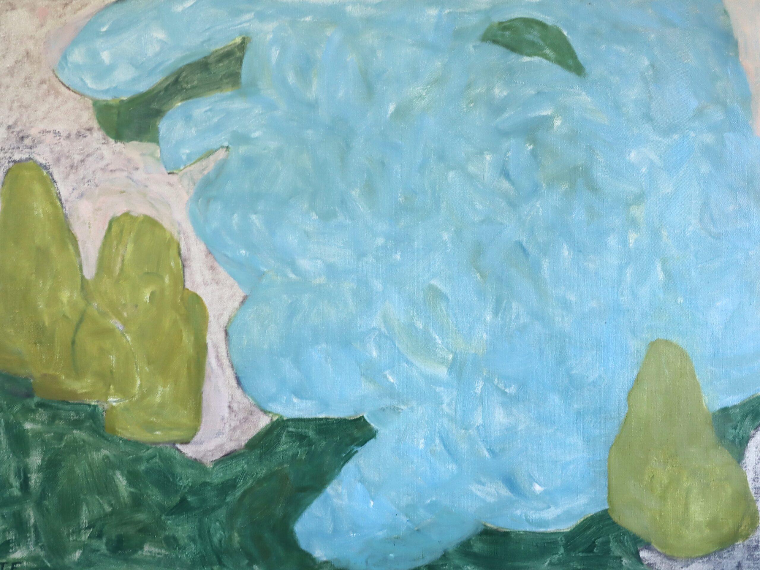 1964 Vintage Modernist Abstrakte Landschaft Ölgemälde - Whispers of Blue im Angebot 4