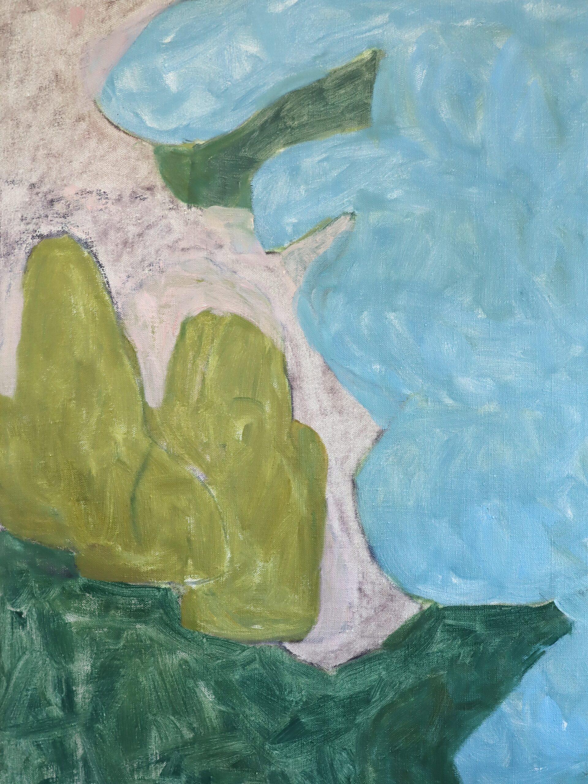 1964 Vintage Modernist Abstrakte Landschaft Ölgemälde - Whispers of Blue im Angebot 5
