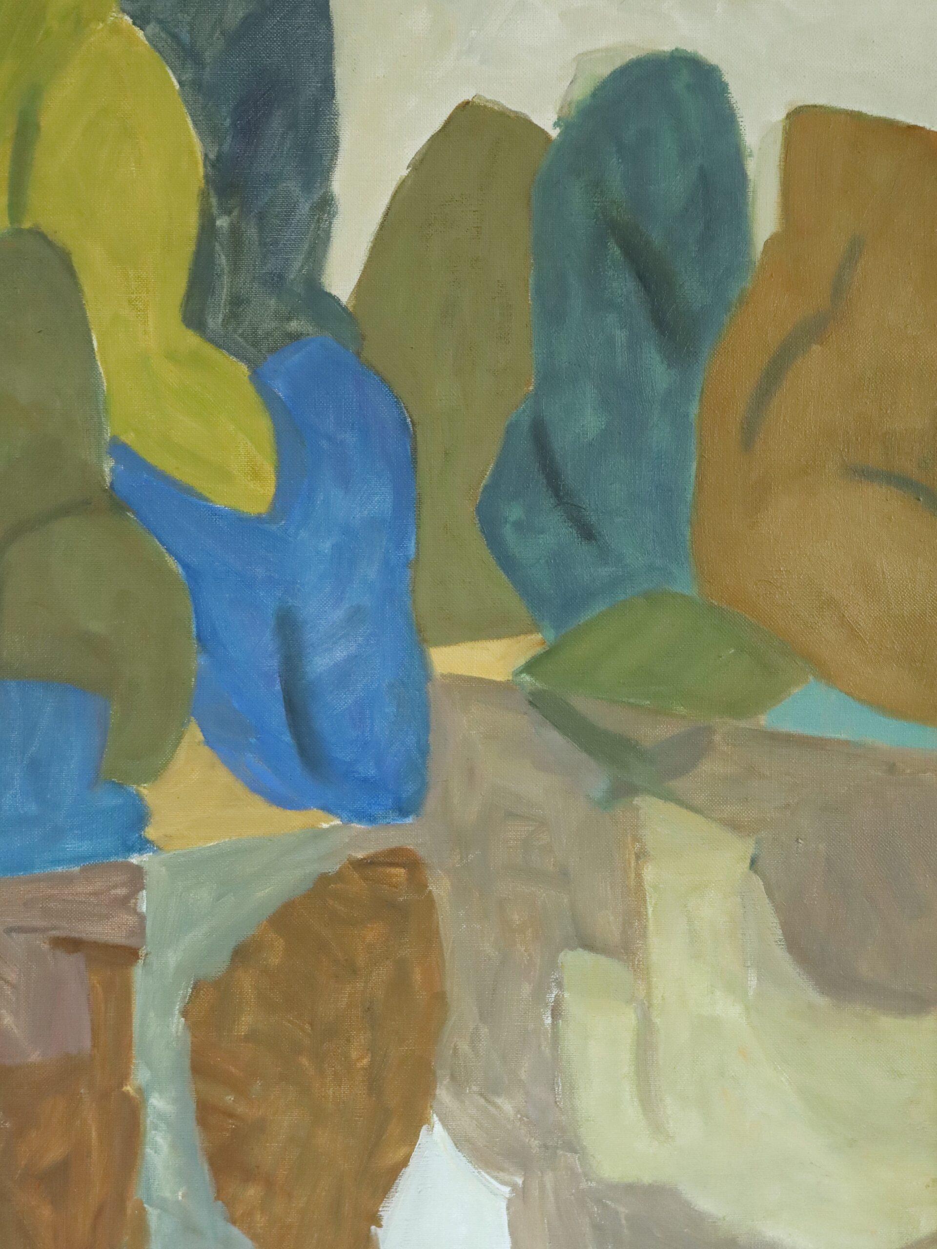 1974 Vintage Modernista Paisaje Abstracto Pintura al Óleo -Reflejos en la Arboleda en venta 4