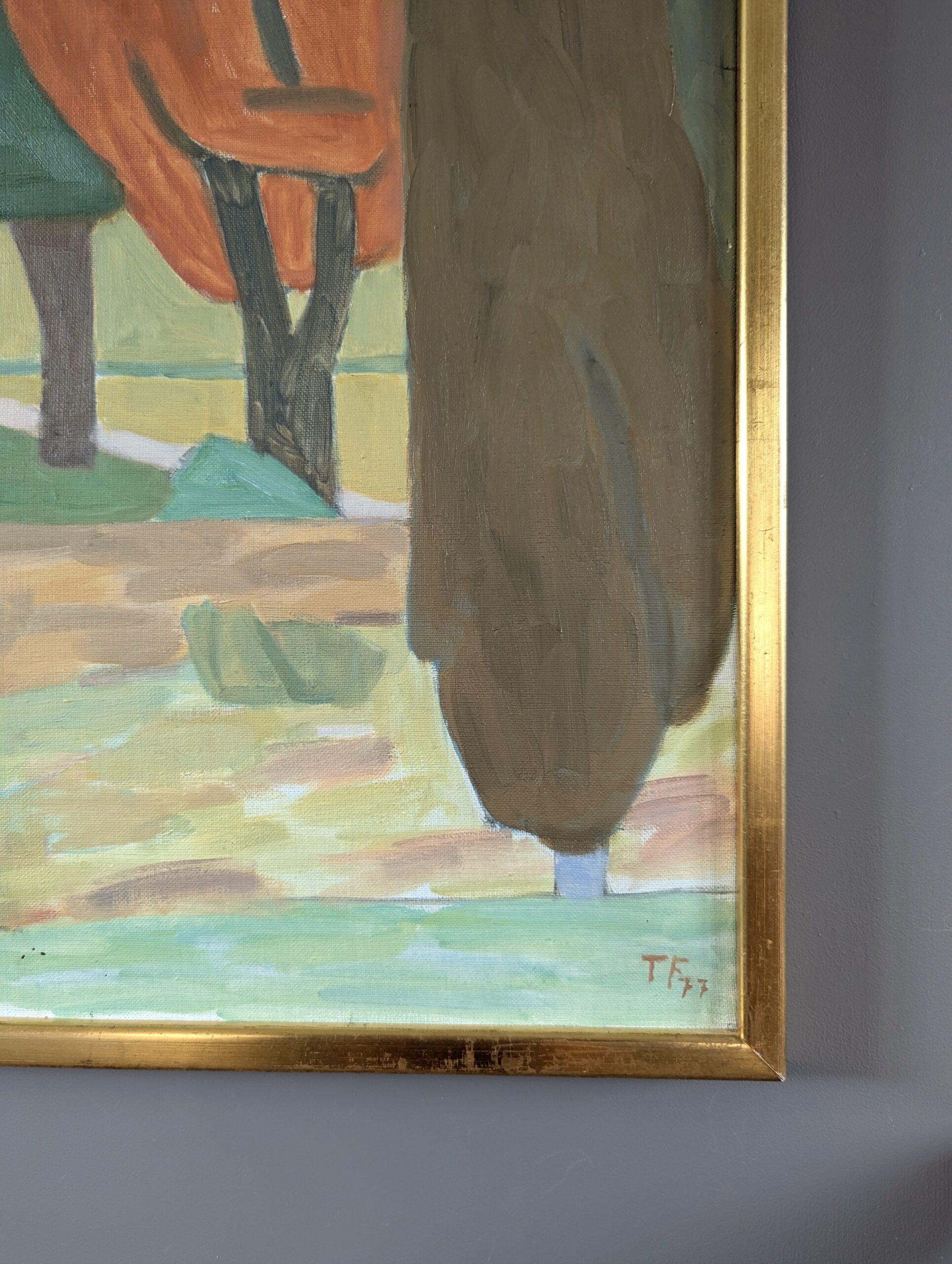 1977 Vintage Original Modernist Landscape Oil Painting - Modernist Forest For Sale 5