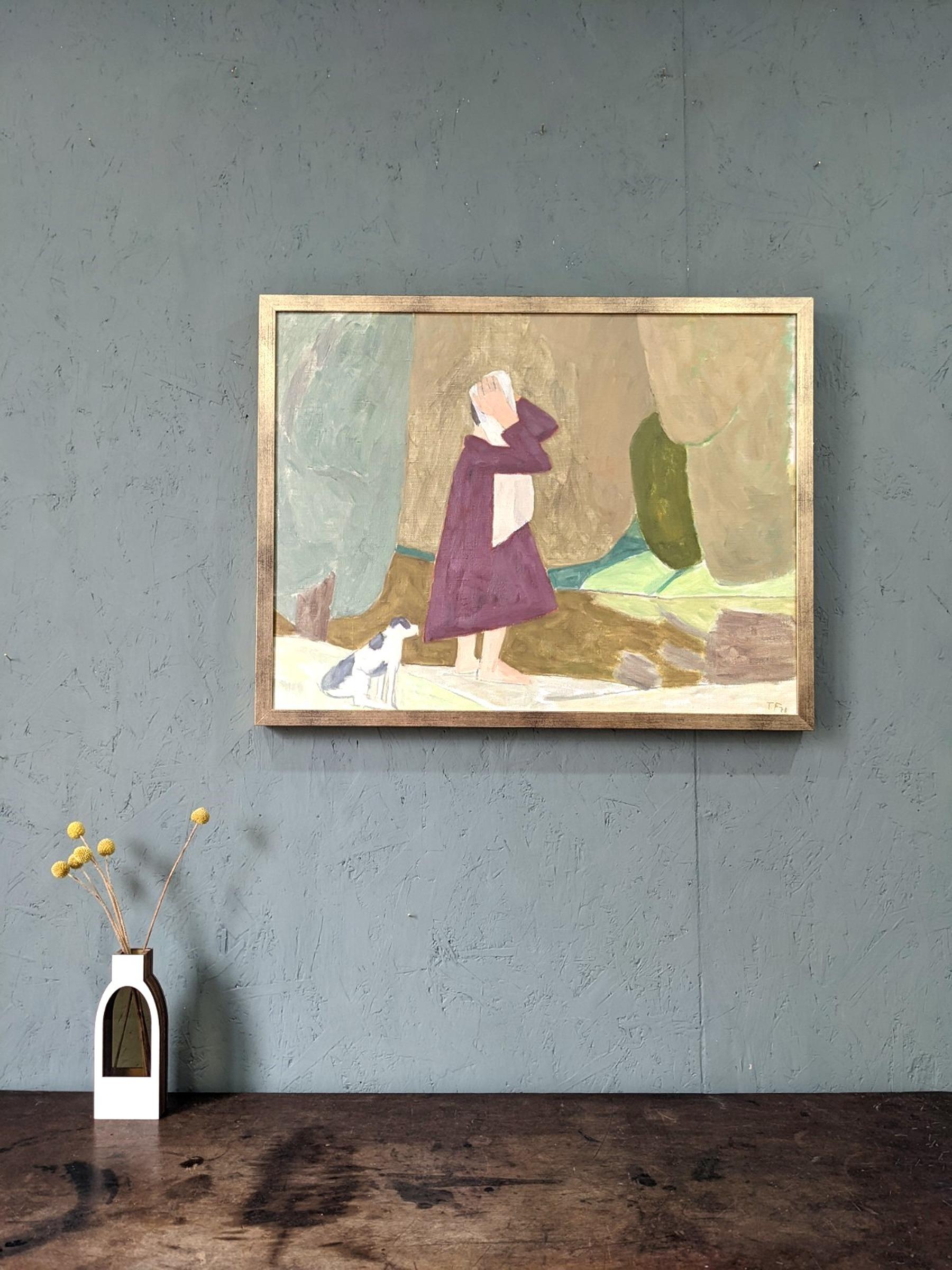 1978 Vintage Modernist Swedish Figurative Framed Oil Painting - Wild Swimming 1