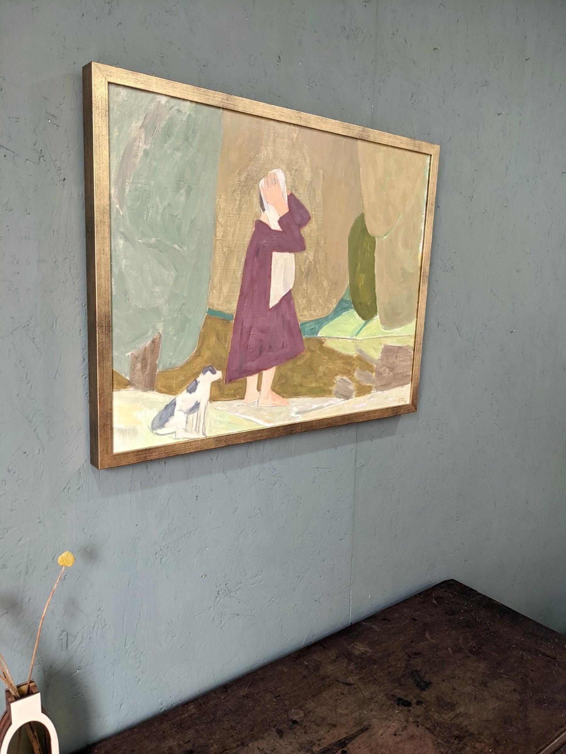 1978 Vintage Modernist Swedish Figurative Framed Oil Painting - Wild Swimming 2