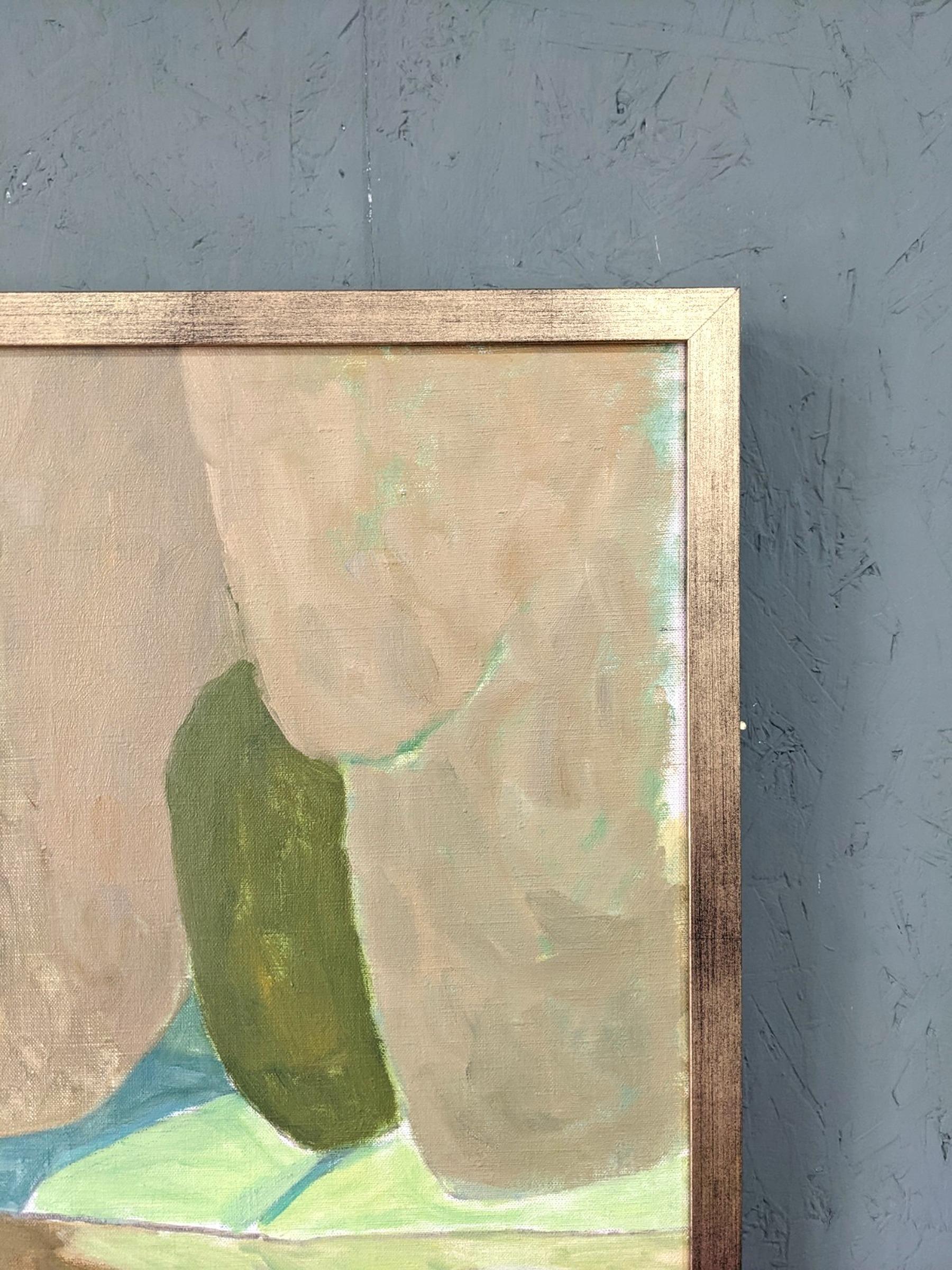 1978 Vintage Modernist Swedish Figurative Framed Oil Painting - Wild Swimming 5