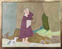 Schwedisches figuratives gerahmtes Vintage-Ölgemälde der Moderne, Wildschwein, 1978
