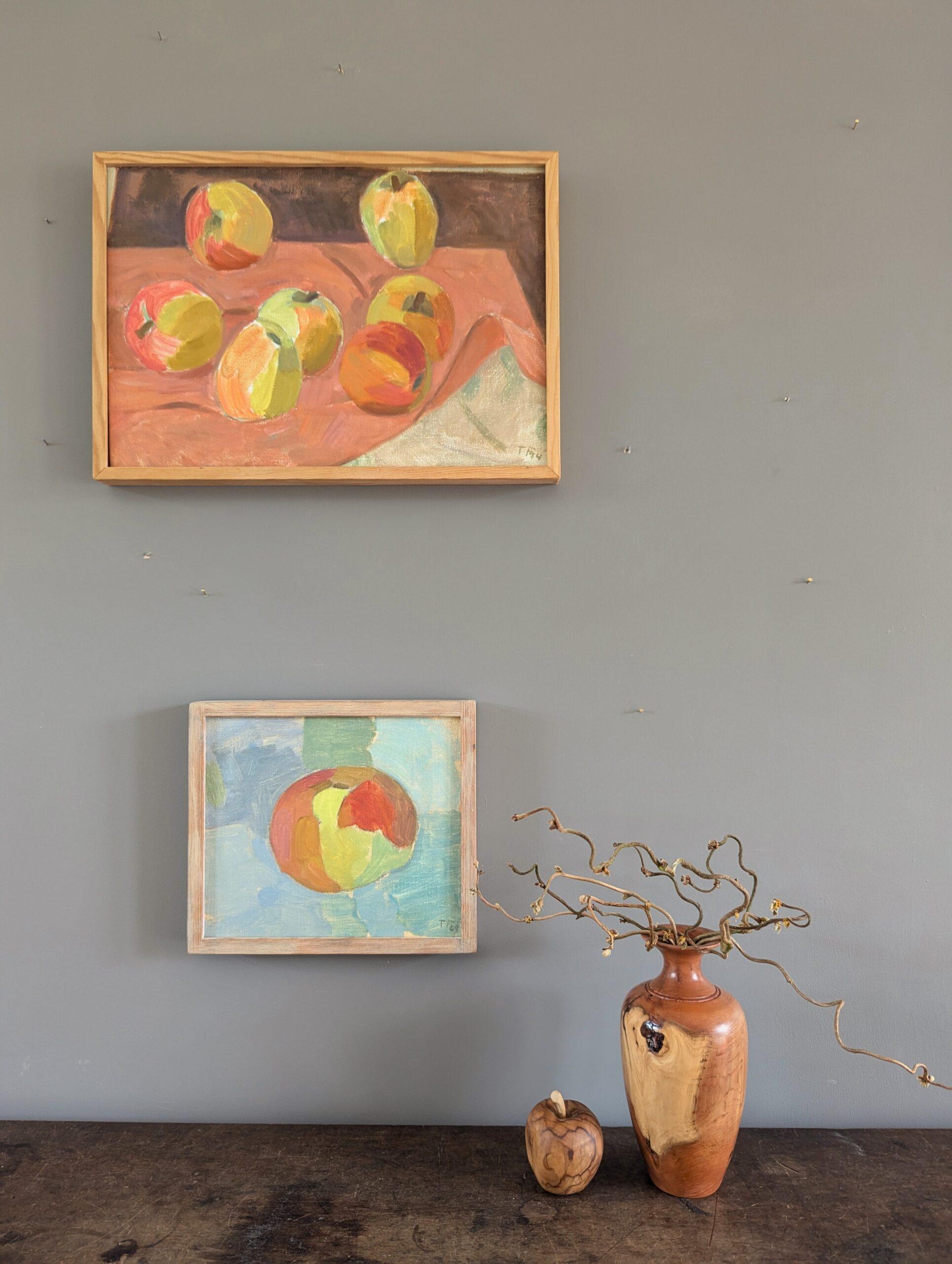 Pittura a olio su natura morta di frutta di Ture Fabiansson - La Mela 2