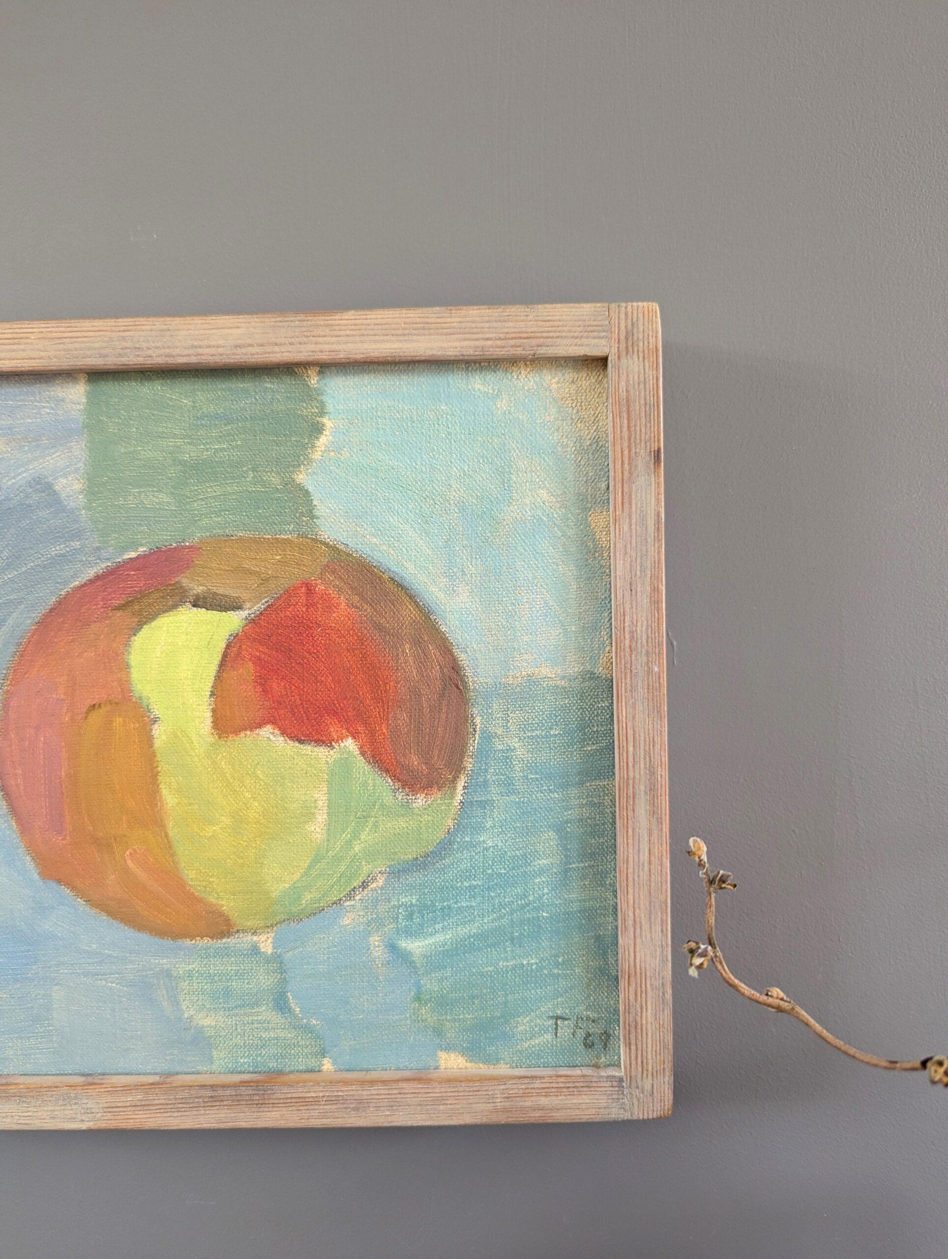 Pittura a olio su natura morta di frutta di Ture Fabiansson - La Mela 5