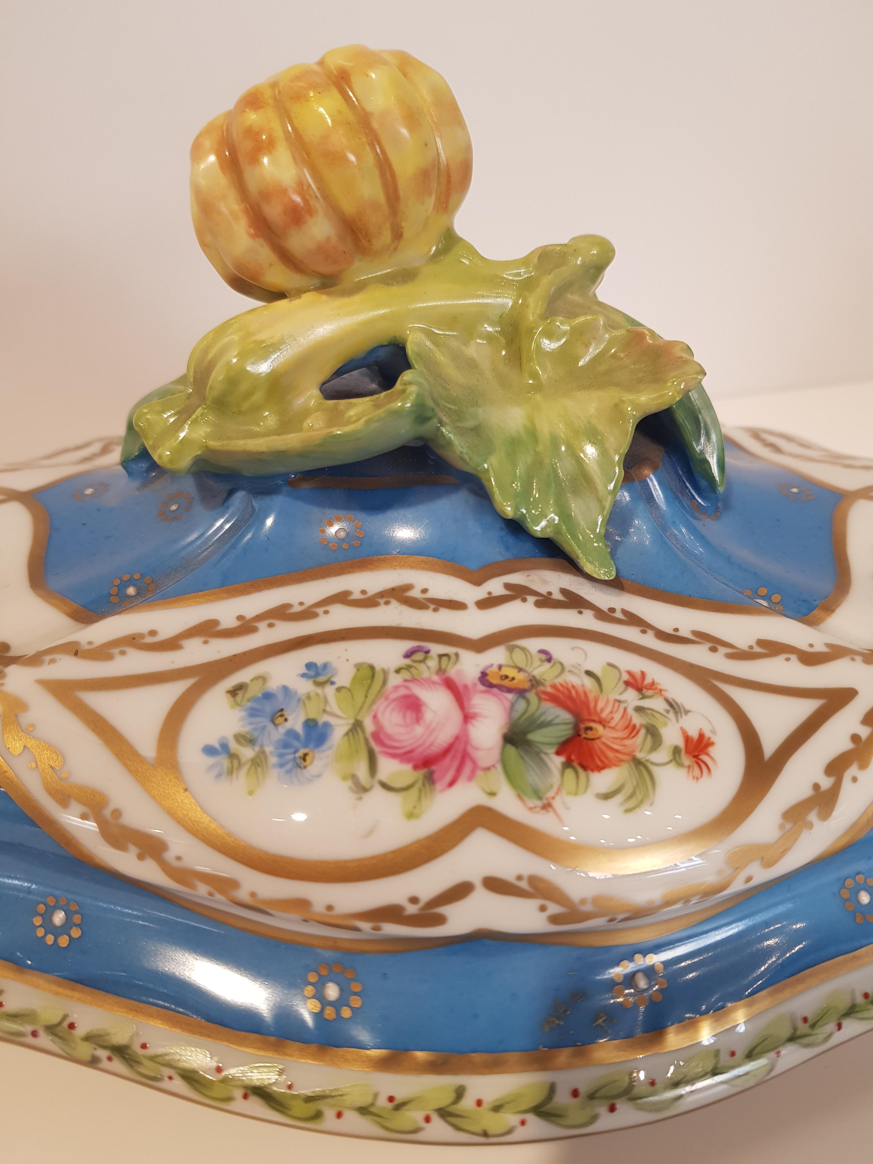 French Tureen, Hand Decorated Signed 
