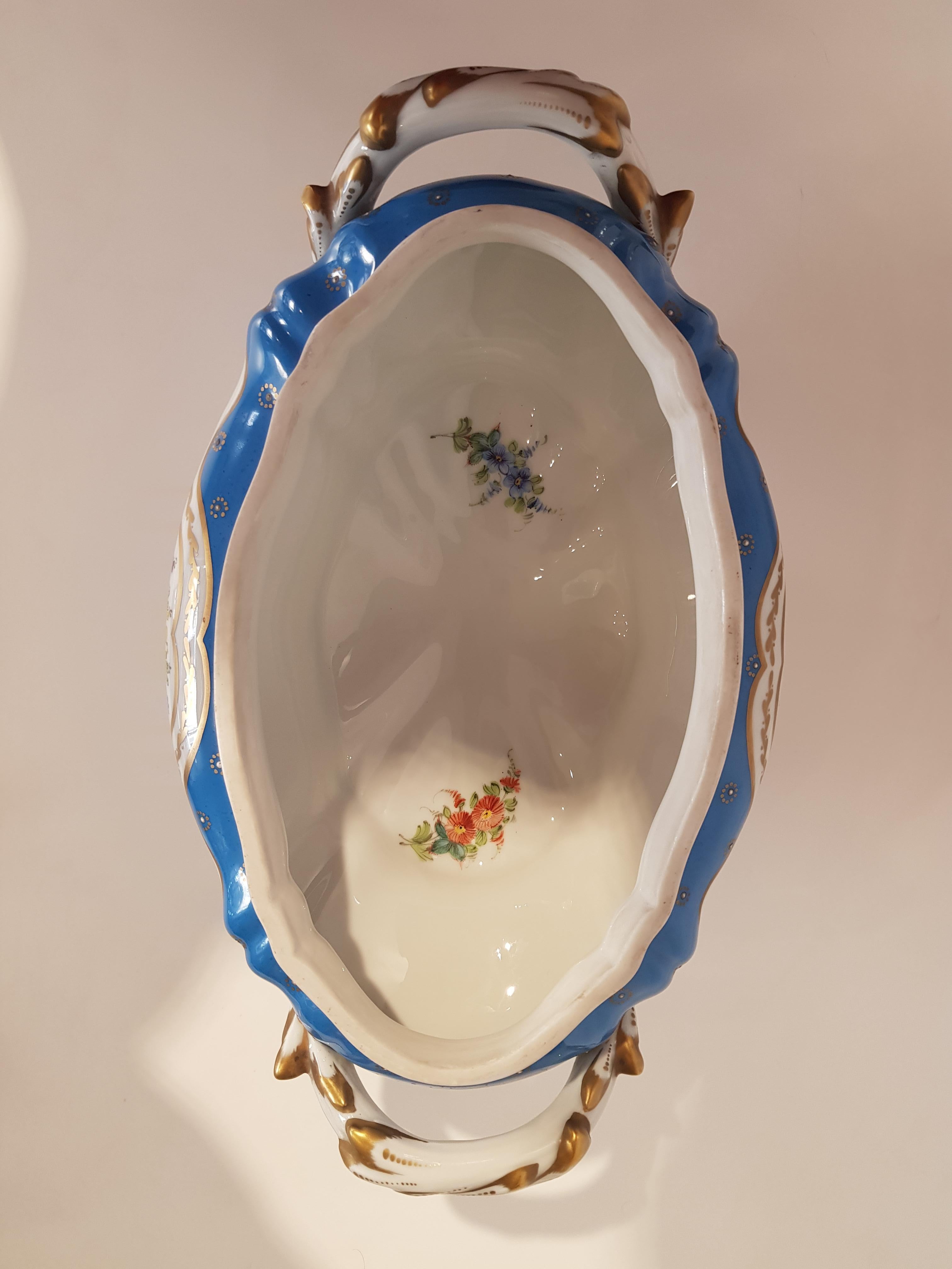 Porcelain Tureen, Hand Decorated Signed 