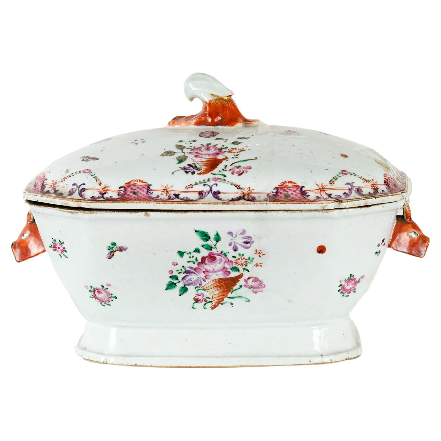 Tureen Porcelain Portuguese India Company 18th Century For Sale