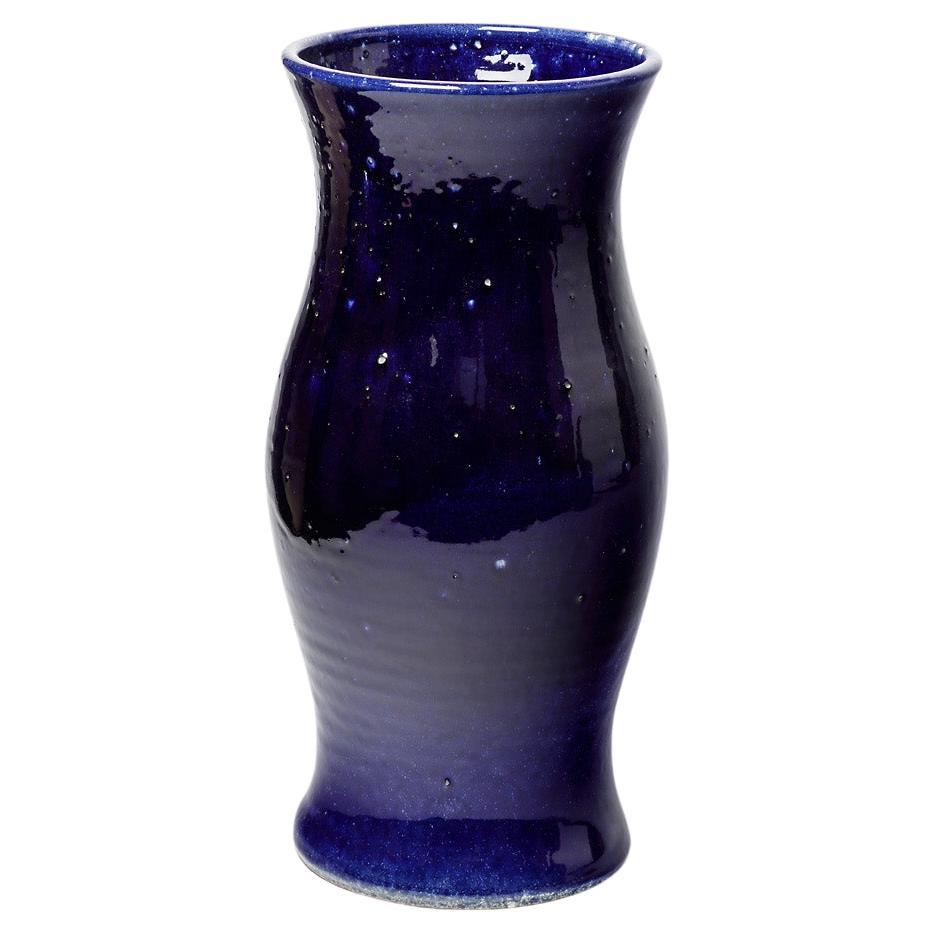 Vase français unique en céramique bleu turgis, 1960