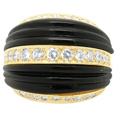 Turi 18 Karat Gelbgold Onyx und Diamant Bombe Ring