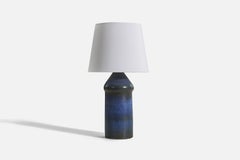 Turid Mjelve, Blue and Black Table Lamp, Stoneware, Norway, 1970s