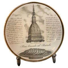 Turin Recipe Plate by Piero Fornasetti for Carrara and Matta