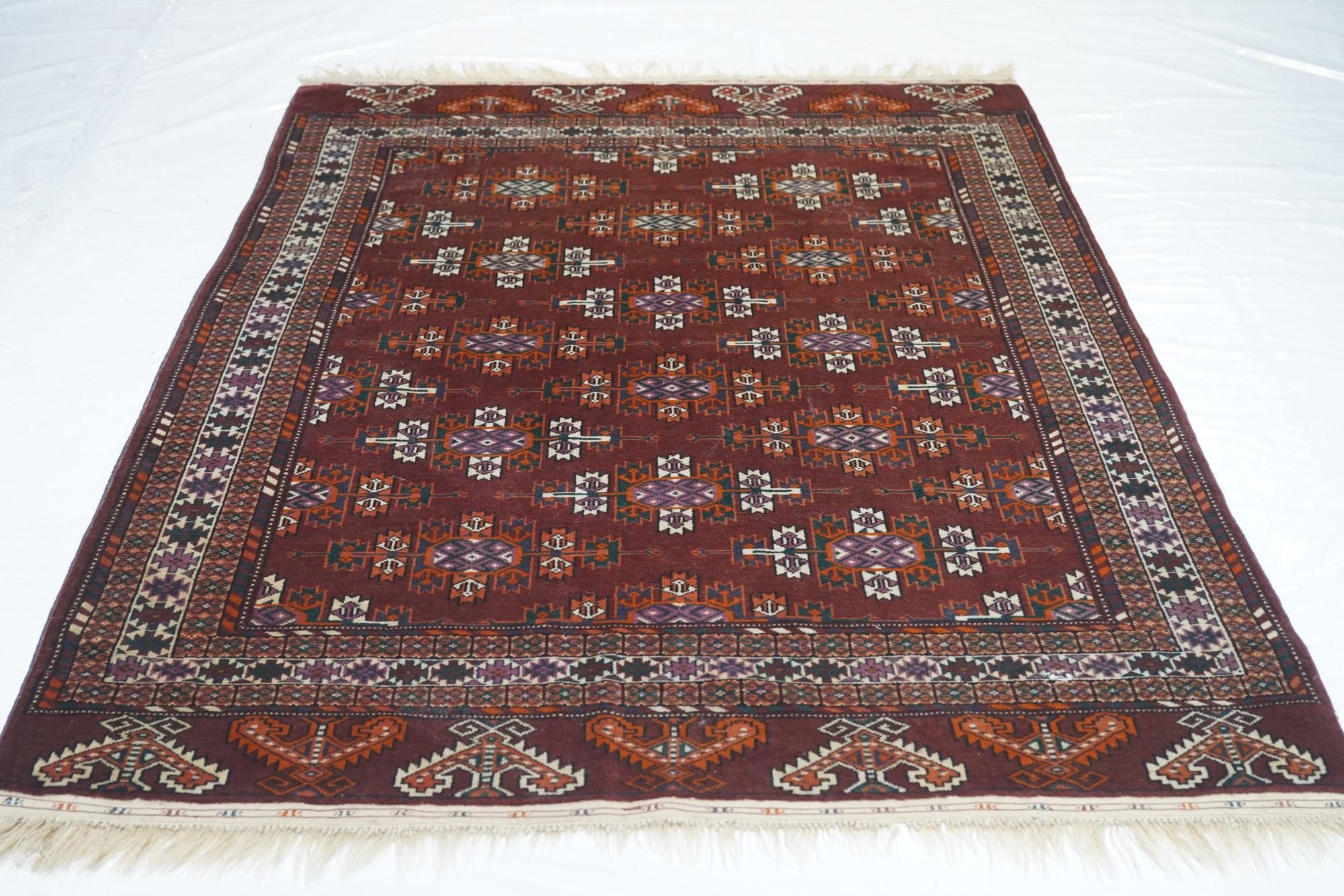 Antique Turkmen Rug 4'4'' x 6'2'' For Sale 1