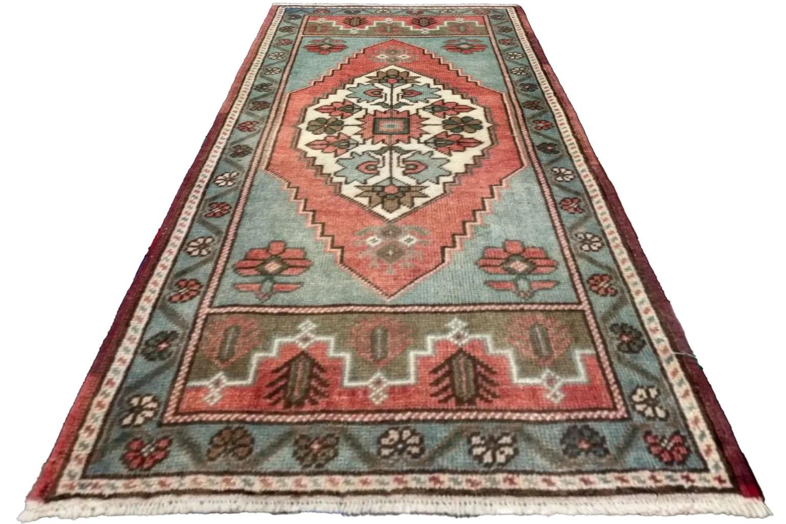 Turkish Turkey Anatolia Small Rug - (22x47) in For Sale