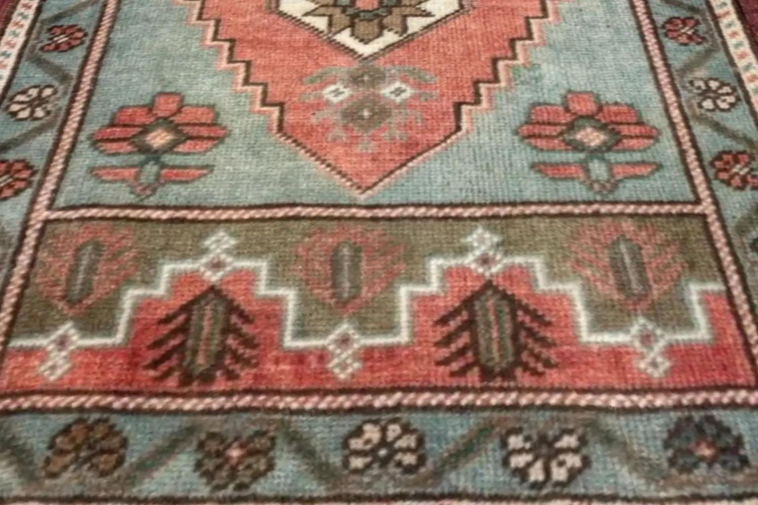 Hand-Woven Turkey Anatolia Small Rug - (22x47) in For Sale