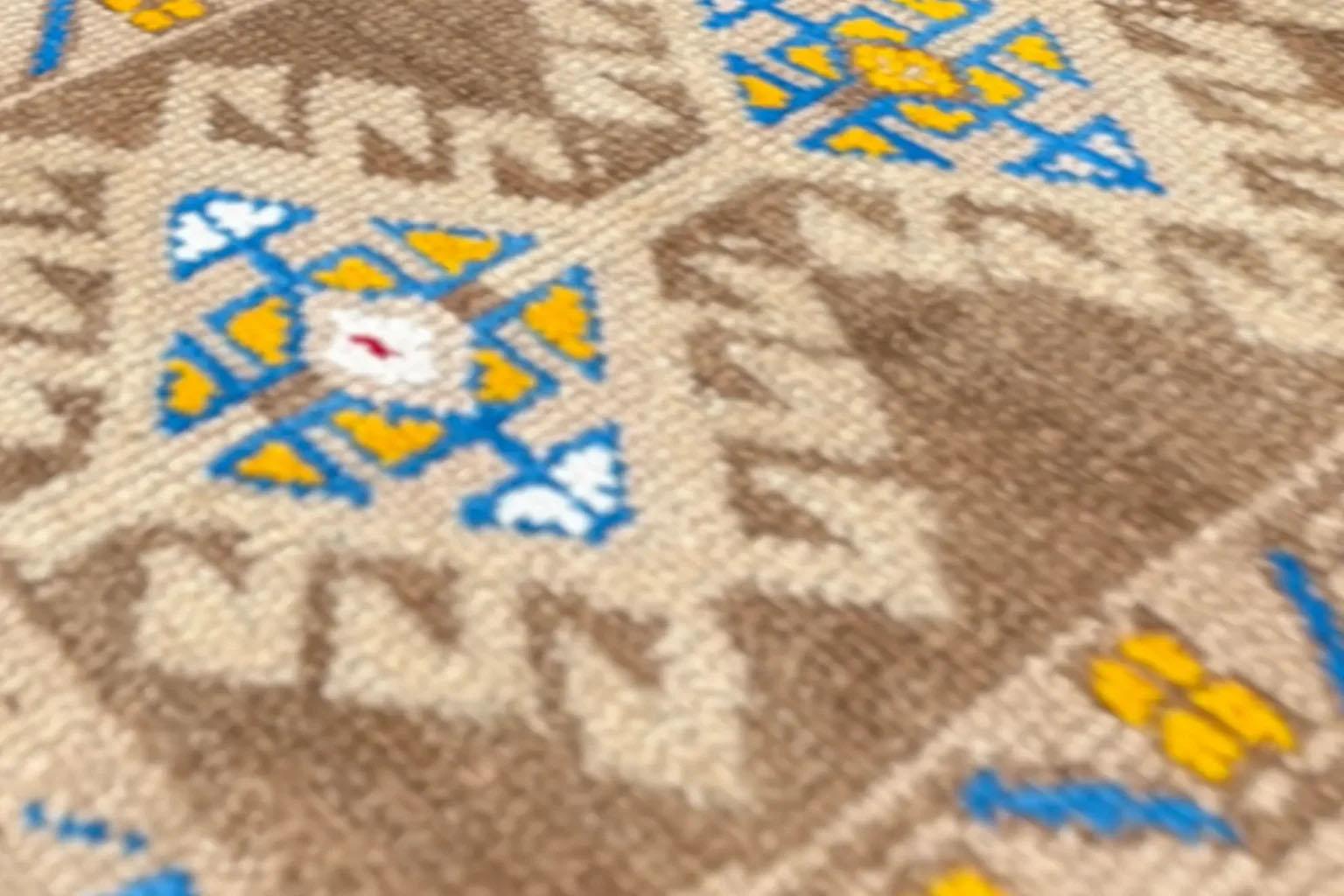 Tribal Turkey Anatolia Small Rug - Ivory Yellow Blue For Sale