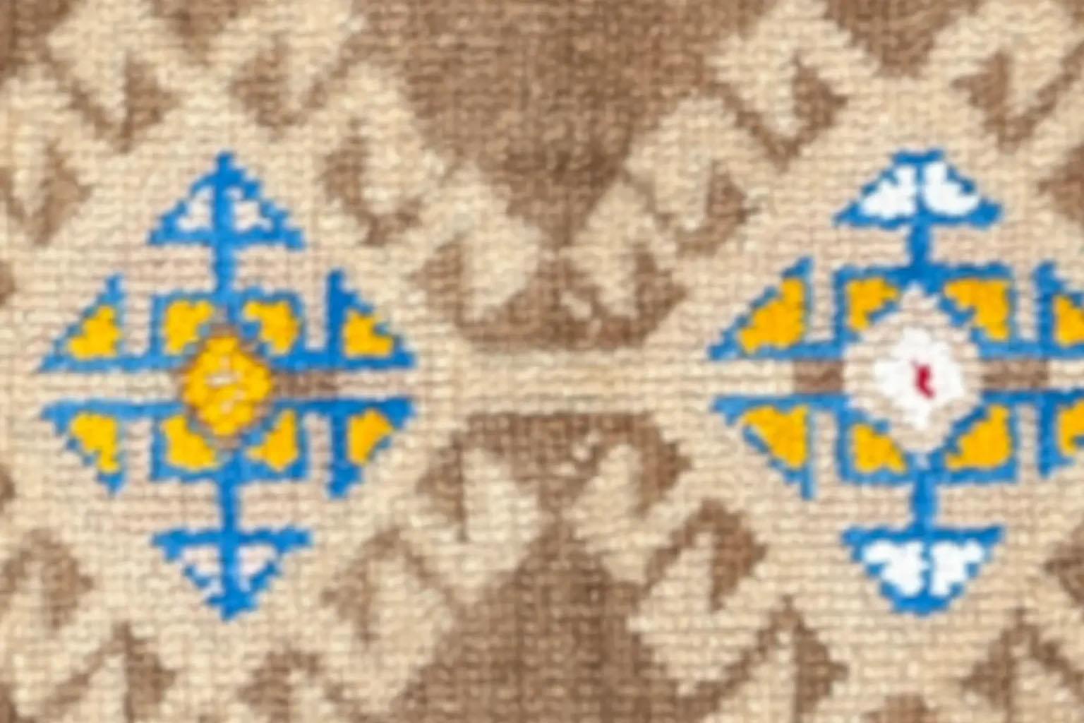 Wool Turkey Anatolia Small Rug - Ivory Yellow Blue For Sale