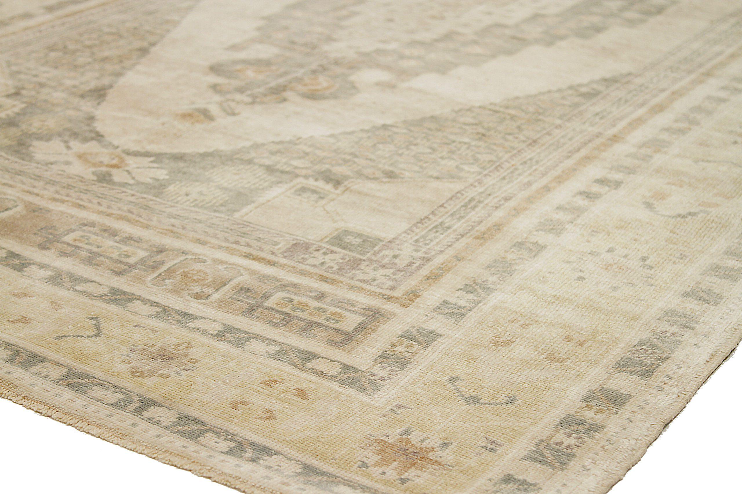 Turquía Anatoly Alfombras Circa 1940 - Lana Gris Marfil Amarillo Diseño - 92512 Turco en venta
