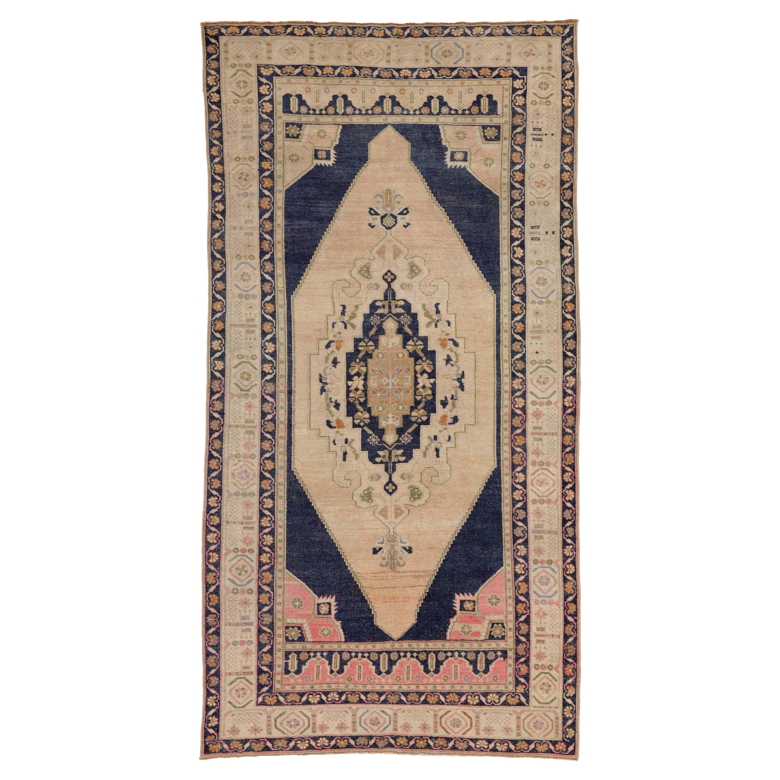 Türkische Anatoly-Teppiche - Wolle Schwarz Elfenbein Rosa Design - 92917