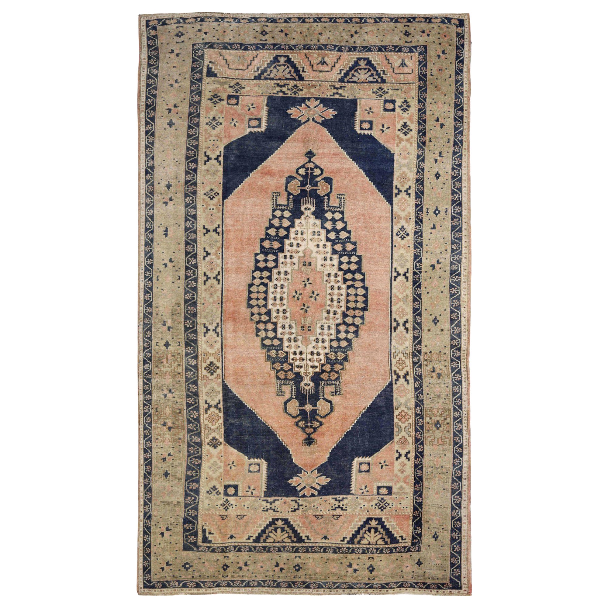 Türkische Anatoly-Teppiche - Wolle Schwarz Elfenbein Rosa Design - 93065