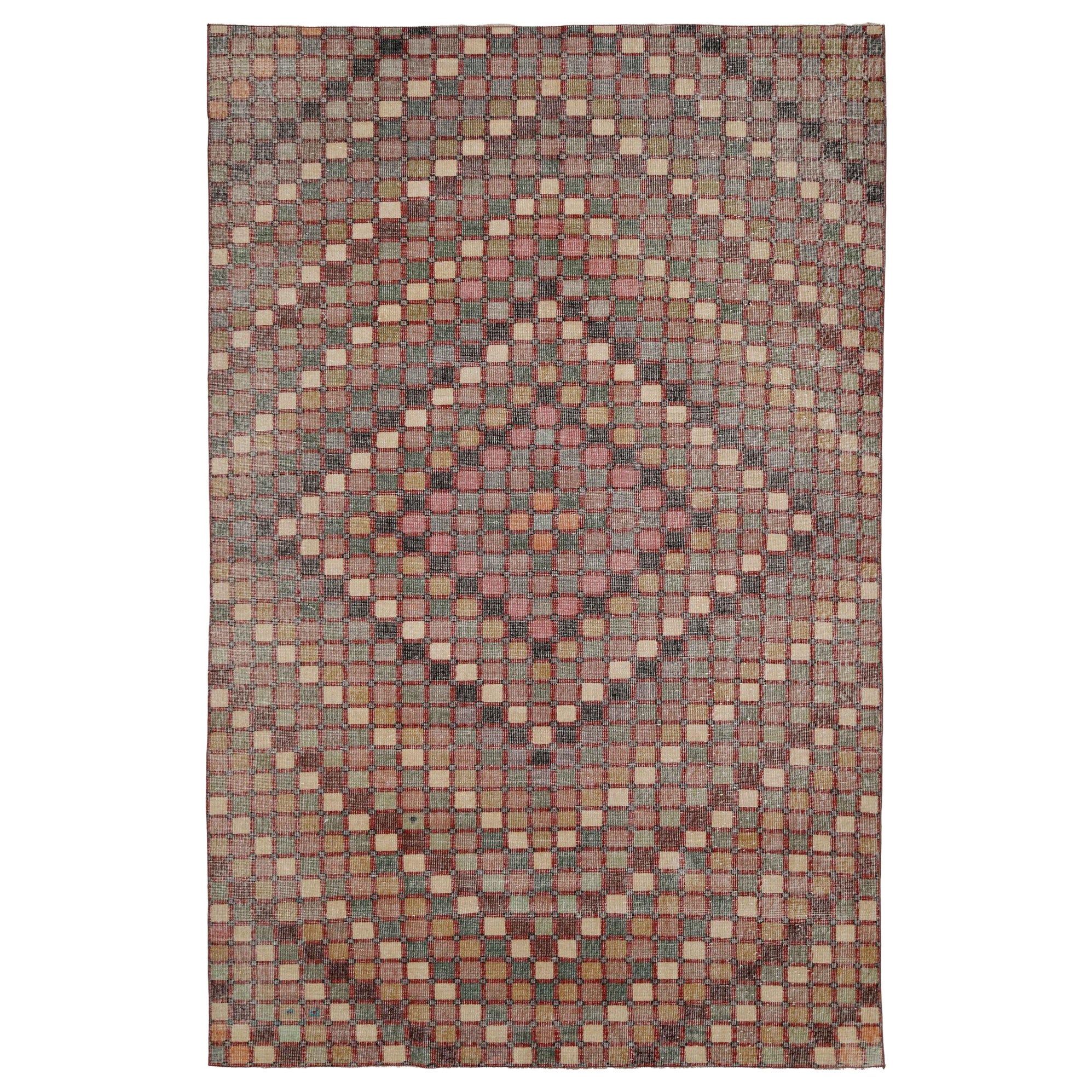 Turkey Anatoly Area Rugs - Wool Blue Brown Green Ivory Pink - 93057 For Sale