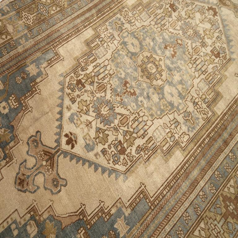 Turkish Turkey Anatoly Area Rugs - Wool Blue Brown Ivory Design - 92957 For Sale