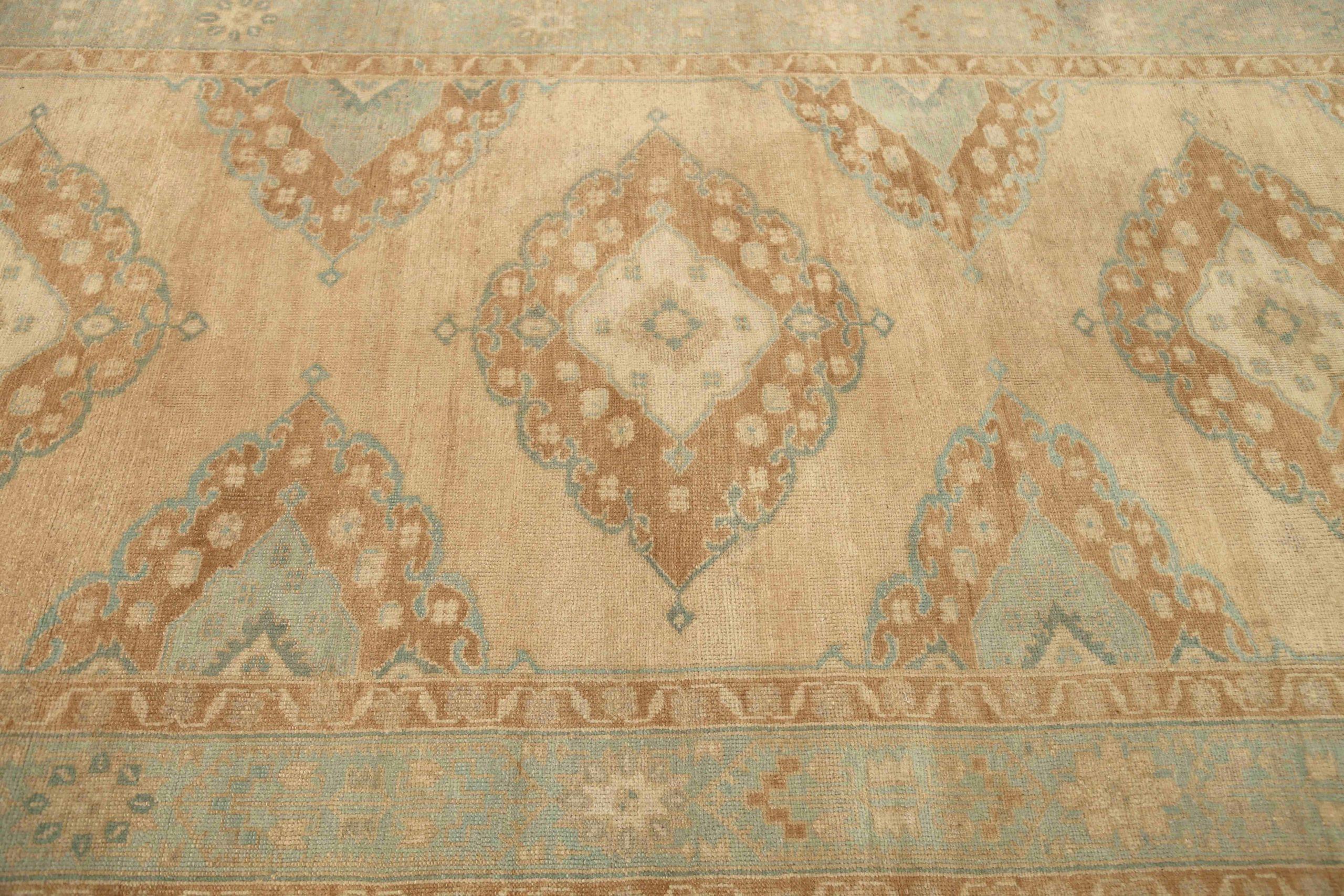 Türkei Anatoly Bereich Teppiche - Wolle Blau Braun Elfenbein Rosa Design - 92915 im Zustand „Hervorragend“ im Angebot in Dallas, TX