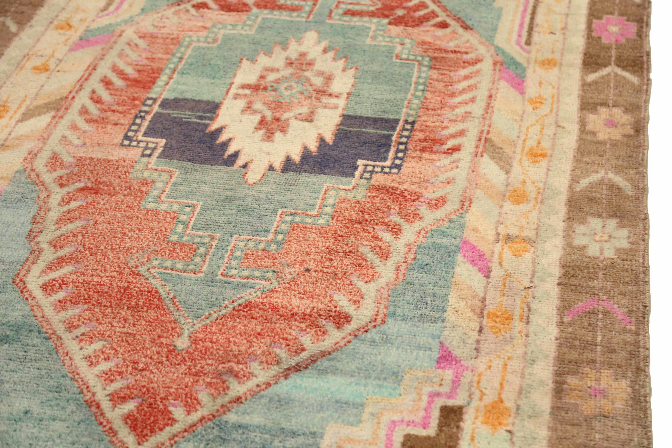 Türkei Anatoly Bereich Teppiche - Wolle Blau Braun Rosa Rot Design - 92911 (20. Jahrhundert) im Angebot
