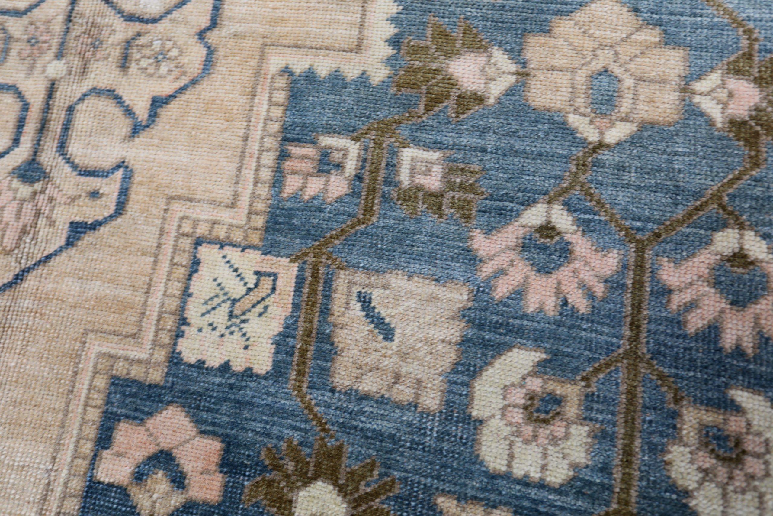 Türkische Anatoly-Teppiche - Wolle Blau Elfenbein Design - 93123 (20. Jahrhundert) im Angebot