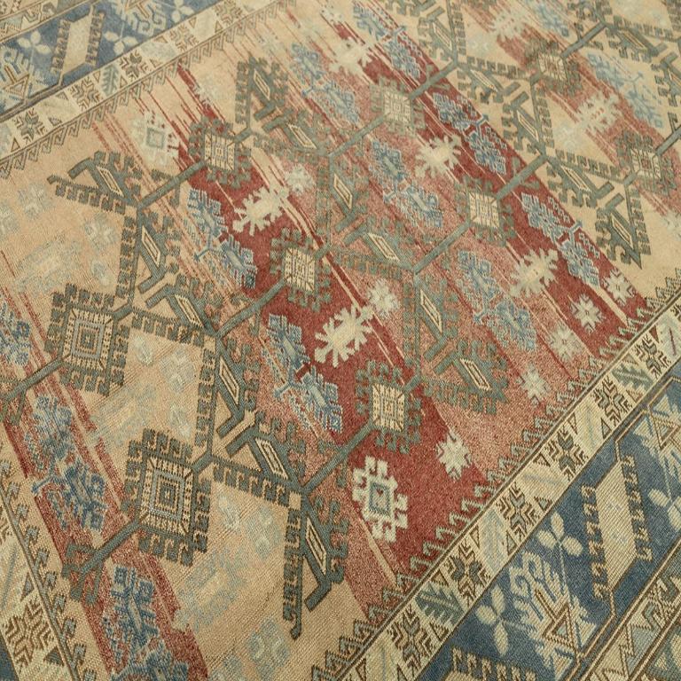 Türkische Anatoly-Teppiche - Wolle Blau Elfenbein Rosa Rot Design - 92979 im Zustand „Hervorragend“ im Angebot in Dallas, TX