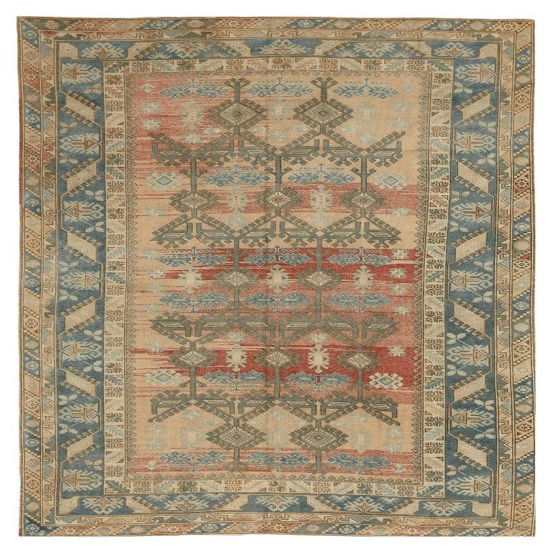 Türkische Anatoly-Teppiche - Wolle Blau Elfenbein Rosa Rot Design - 92979 im Angebot