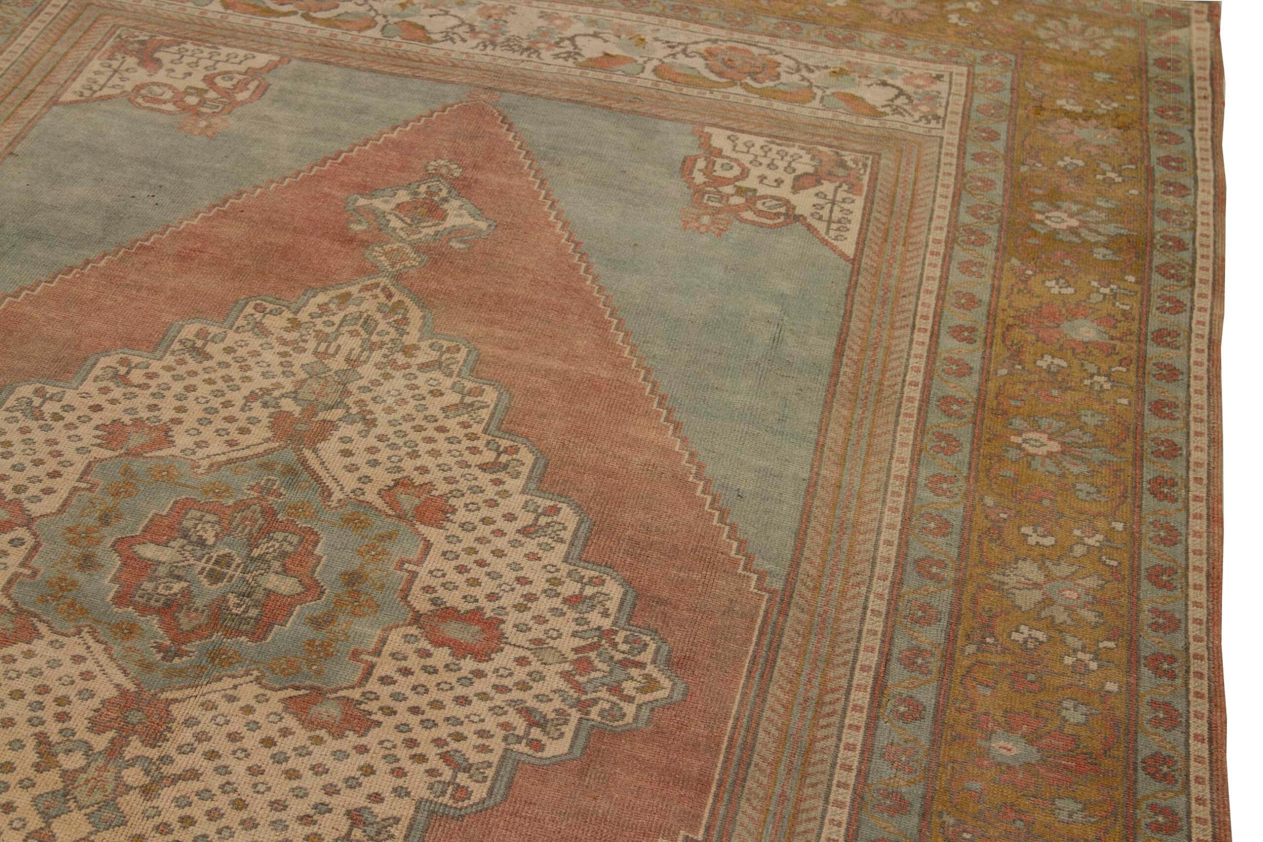 Türkei Anatoly Bereich Teppiche - Wolle Blau Elfenbein Rosa Gelb Design - 92792 (20. Jahrhundert) im Angebot