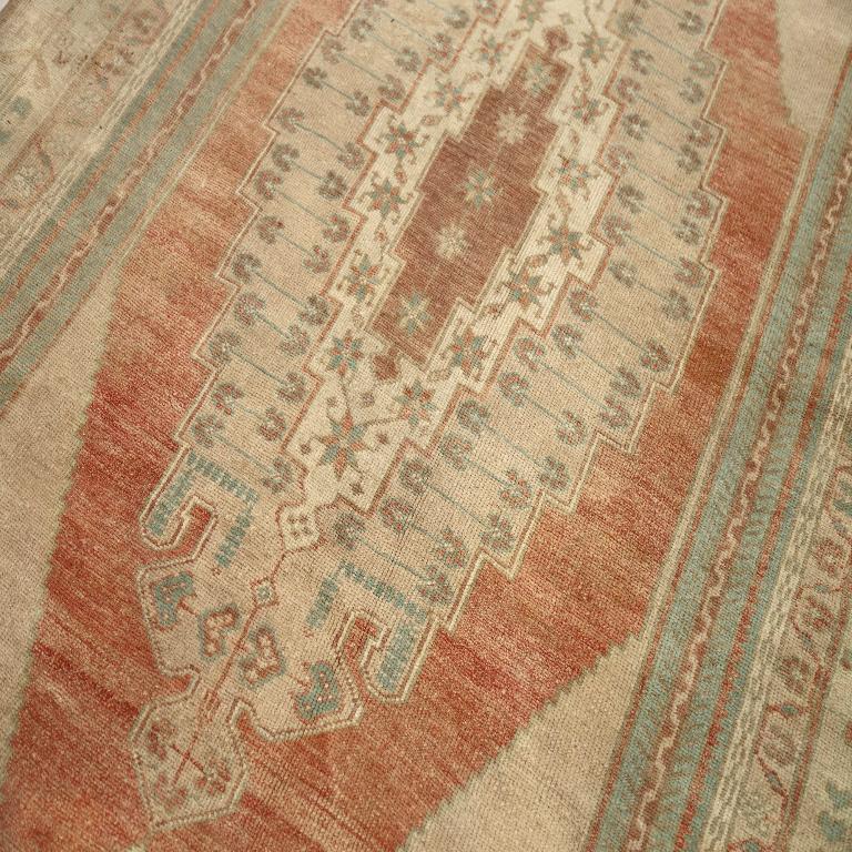Türkische Anatoly-Teppiche - Wolle Blau Elfenbein Rot Design - 92934 im Zustand „Hervorragend“ im Angebot in Dallas, TX