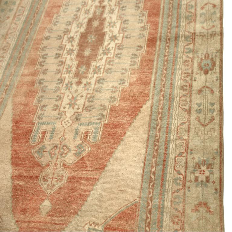 Türkische Anatoly-Teppiche - Wolle Blau Elfenbein Rot Design - 92934 im Angebot 1