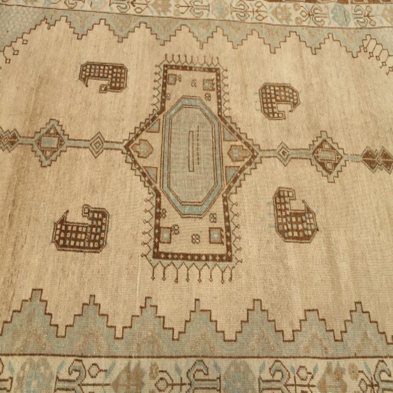 20ième siècle Turkey Anatoly Area Rugs - Wool Brown Ivory Light Blue Design - 92945 en vente