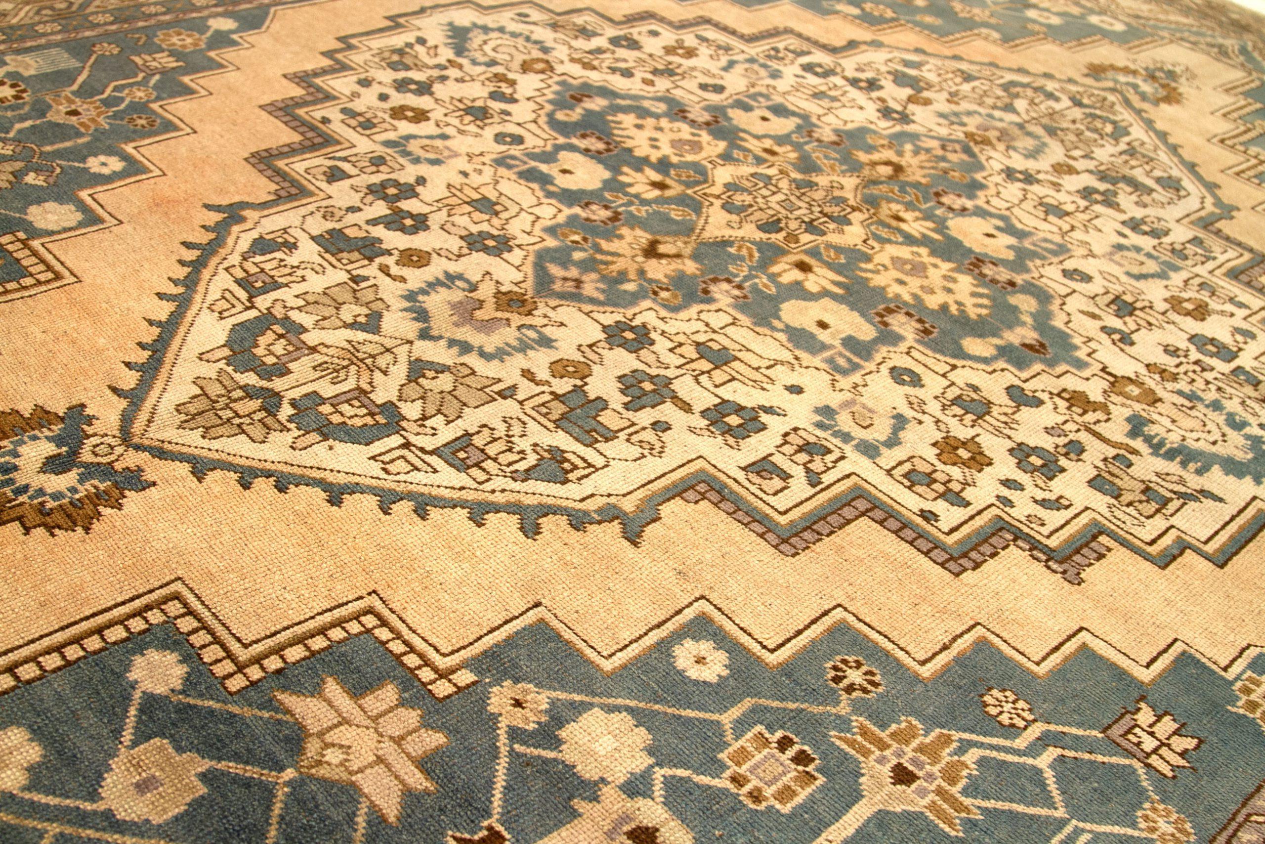 Turco Tappeti Turchia Anatoly - Lana Marrone Avorio Blu Navy Design - 92777 in vendita