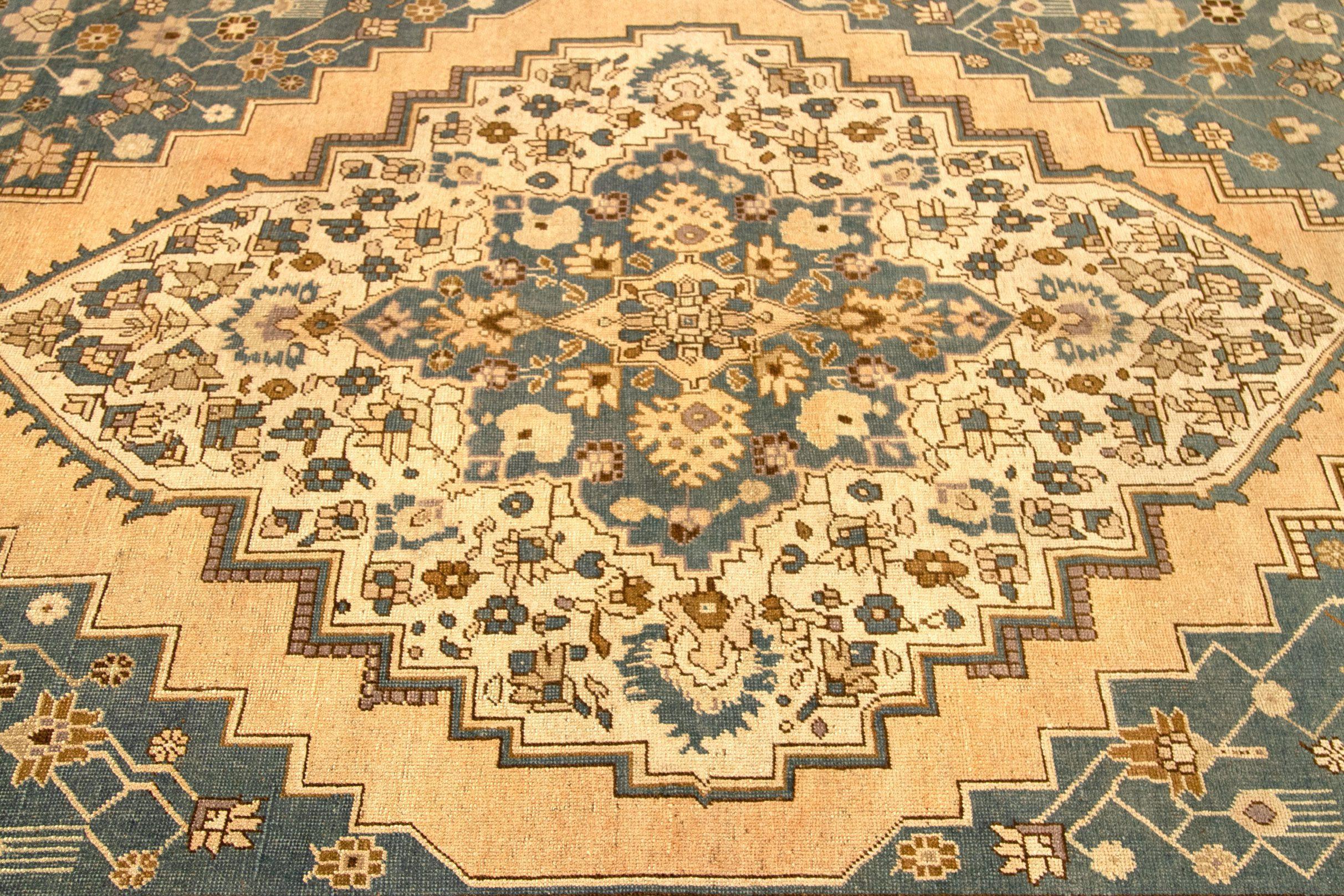 Tappeti Turchia Anatoly - Lana Marrone Avorio Blu Navy Design - 92777 In condizioni ottime in vendita a Dallas, TX