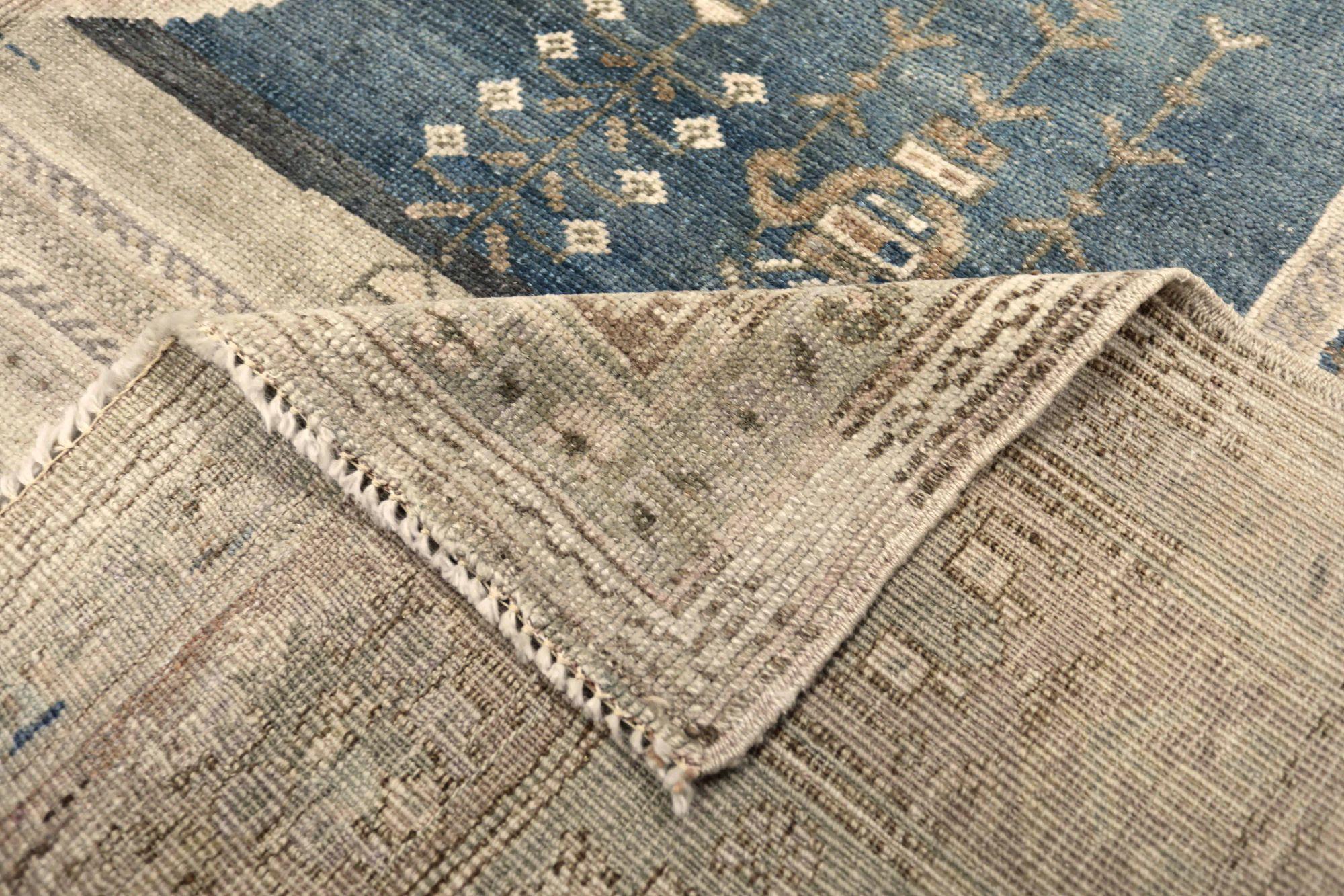 XX secolo Tappeti Turchia Anatoly - Lana Marrone Avorio Blu Navy Design - 93092 in vendita