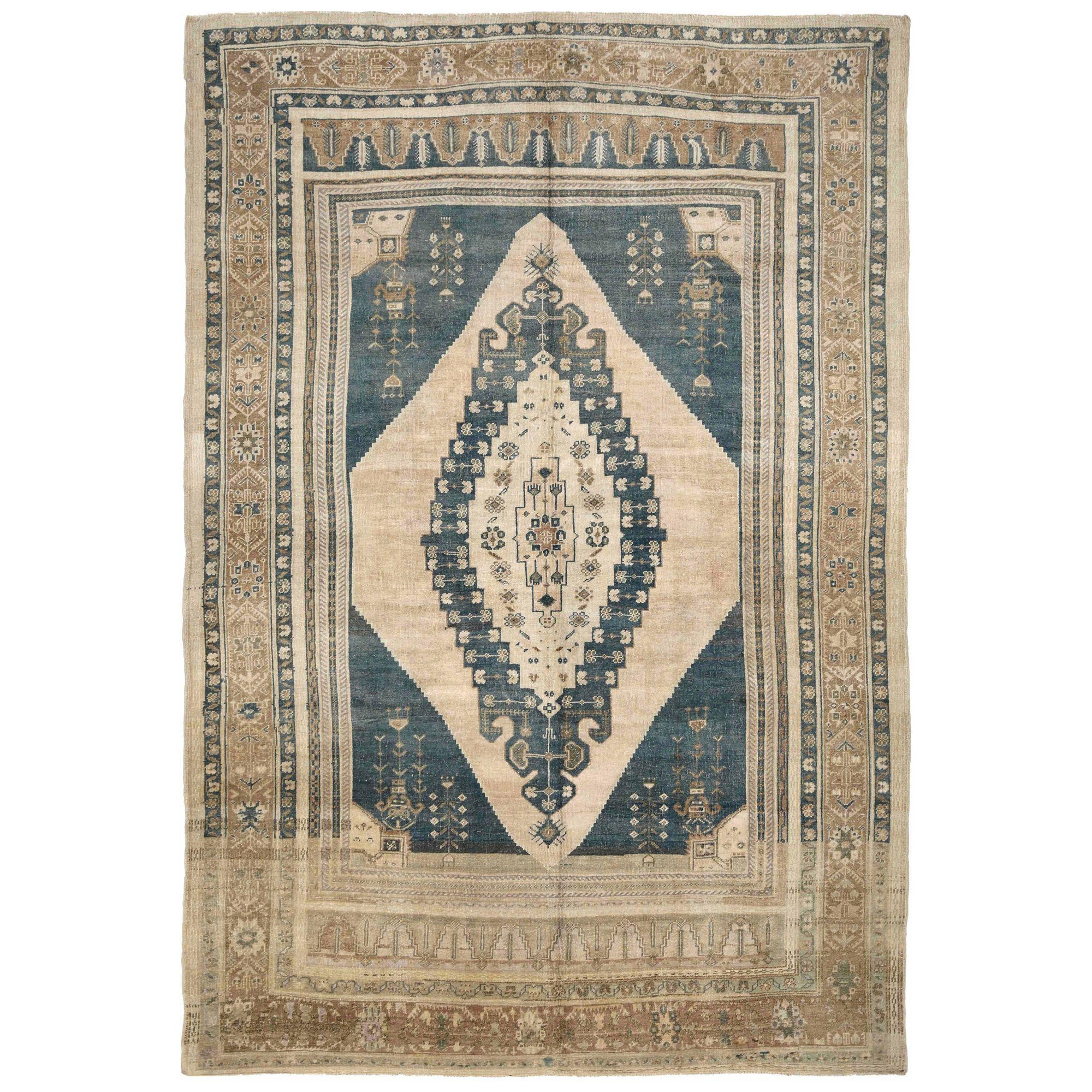 Tappeti Turchia Anatoly - Lana Marrone Avorio Blu Navy Design - 93092