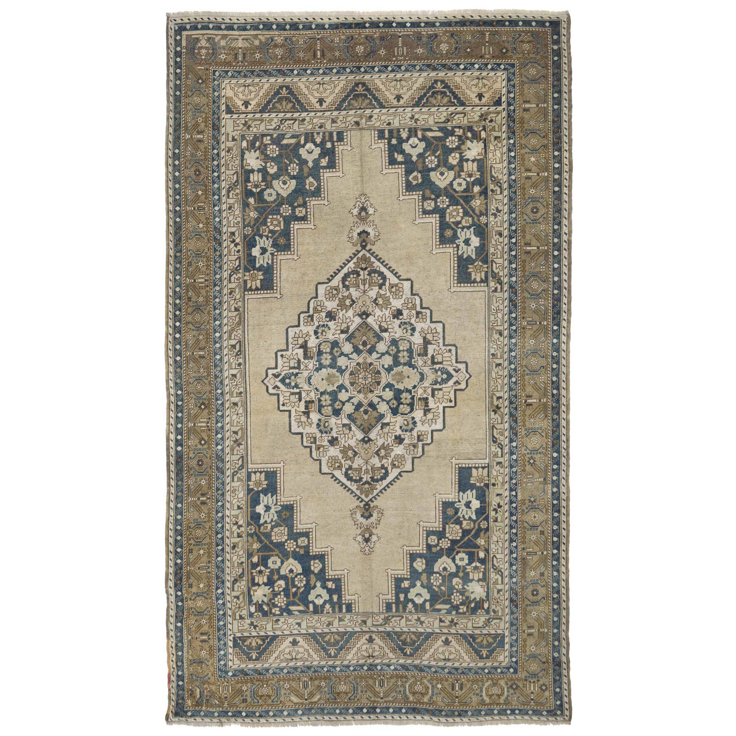 Türkei Anatoly Area Rugs - Wolle Braun Elfenbein Marineblau Design - 93105 im Angebot