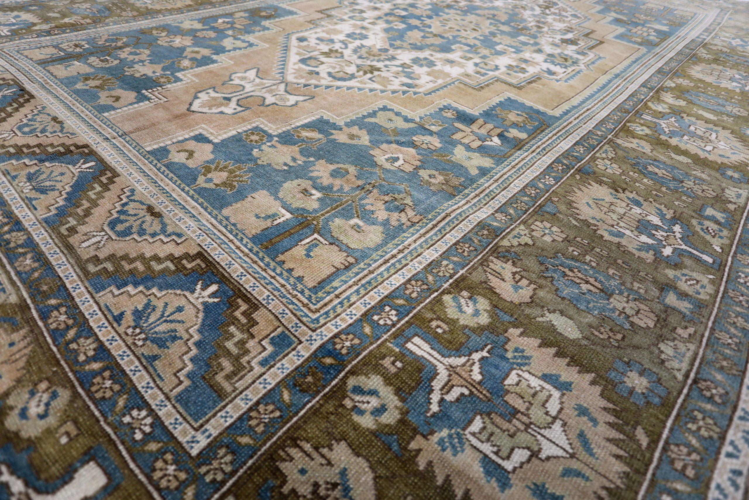 Turco Tappeti Turchia Anatoly - Lana Marrone Avorio Blu Navy Design - 93106 in vendita